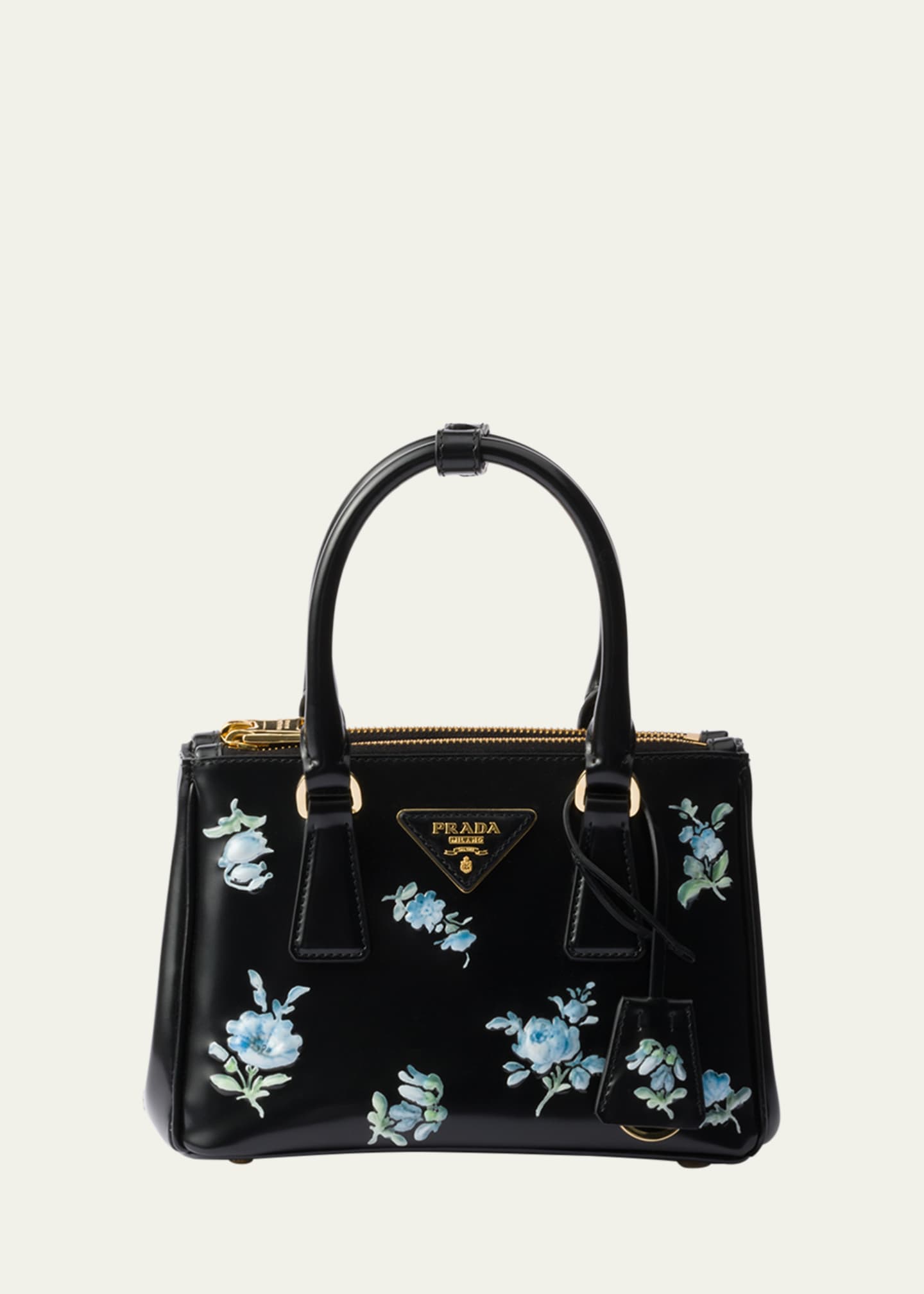 Prada Galleria Floral Leather Top Handle Bag