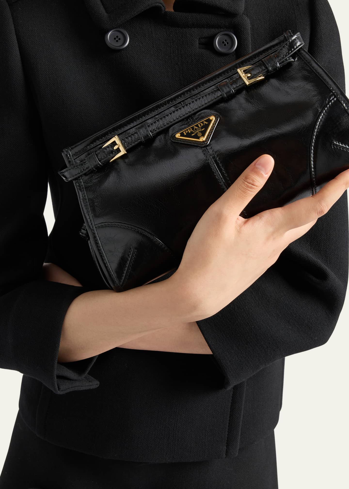 Prada Zip Calf Leather Shoulder Bag Image 2 of 4