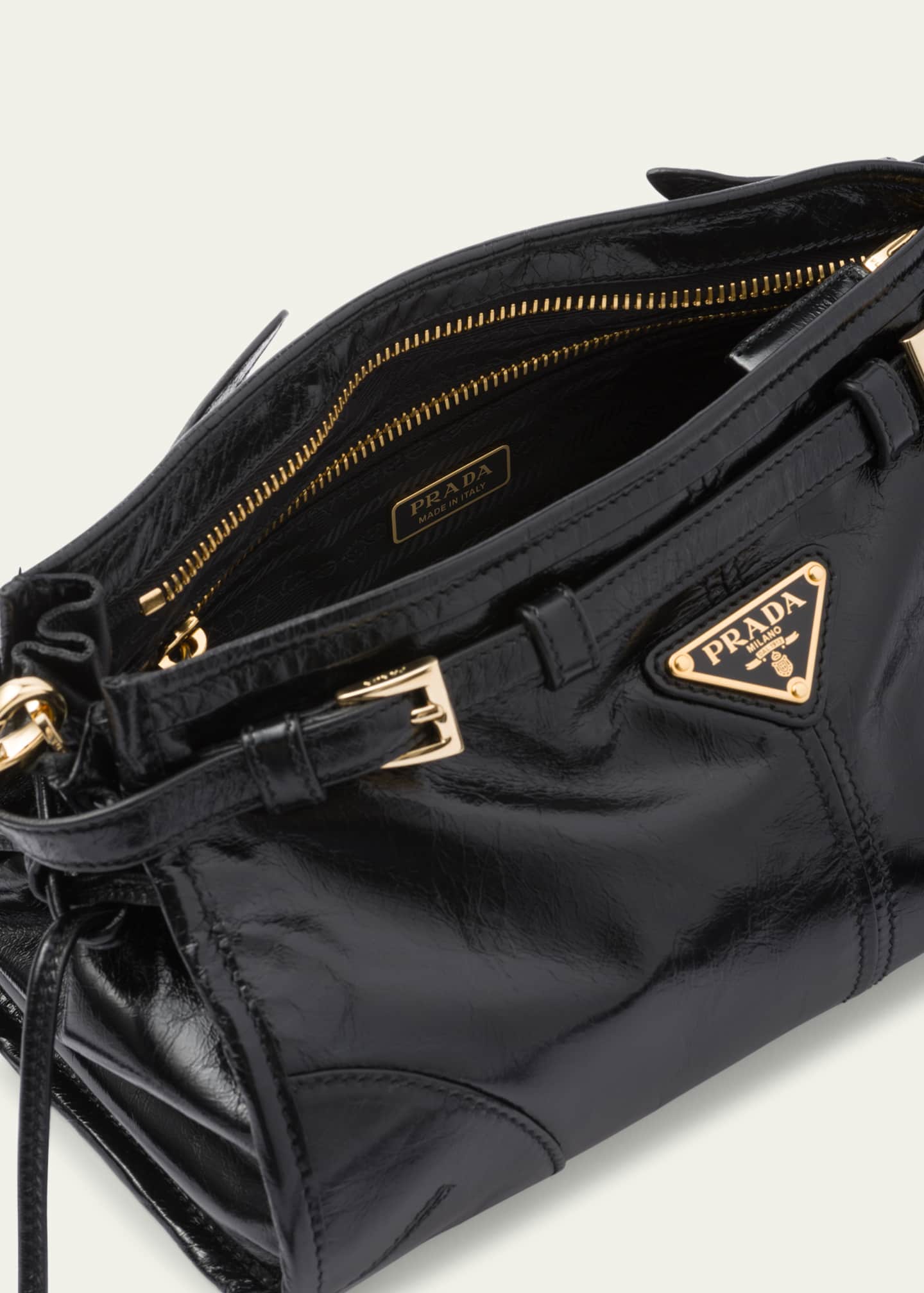 Prada Zip Calf Leather Shoulder Bag Image 4 of 4