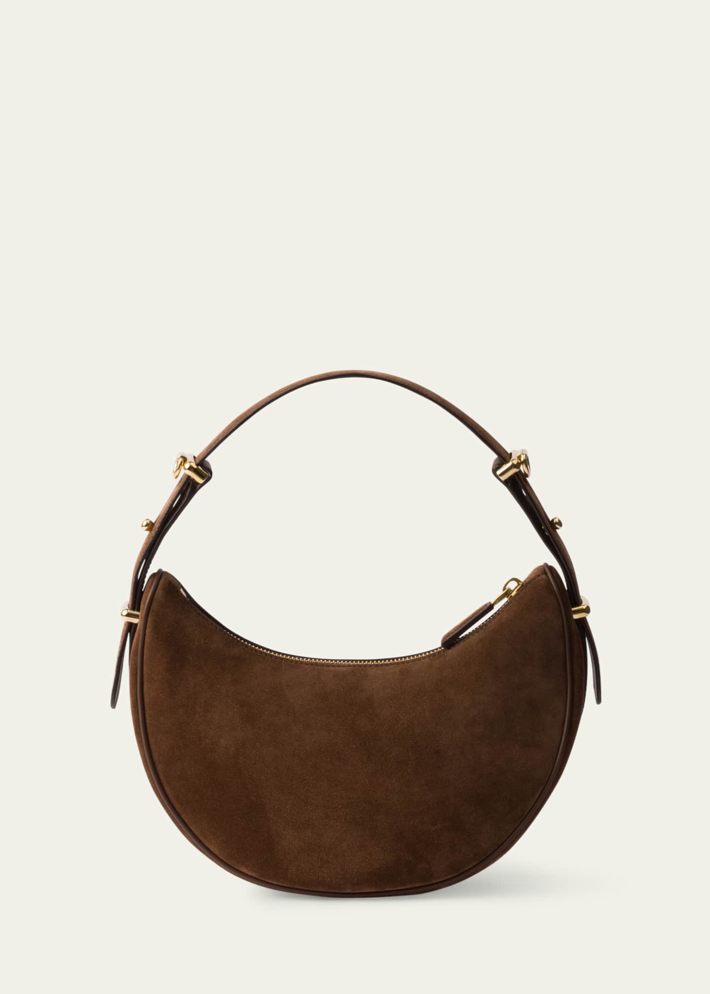 Arque Zip Suede Shoulder Bag