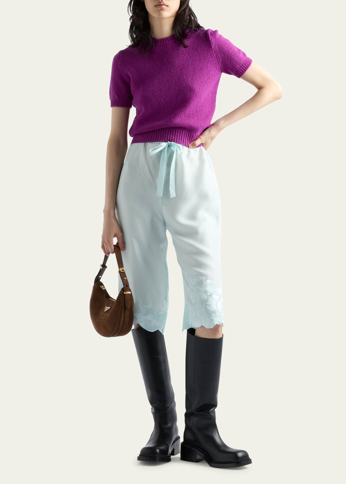 Arque Zip Suede Shoulder Bag