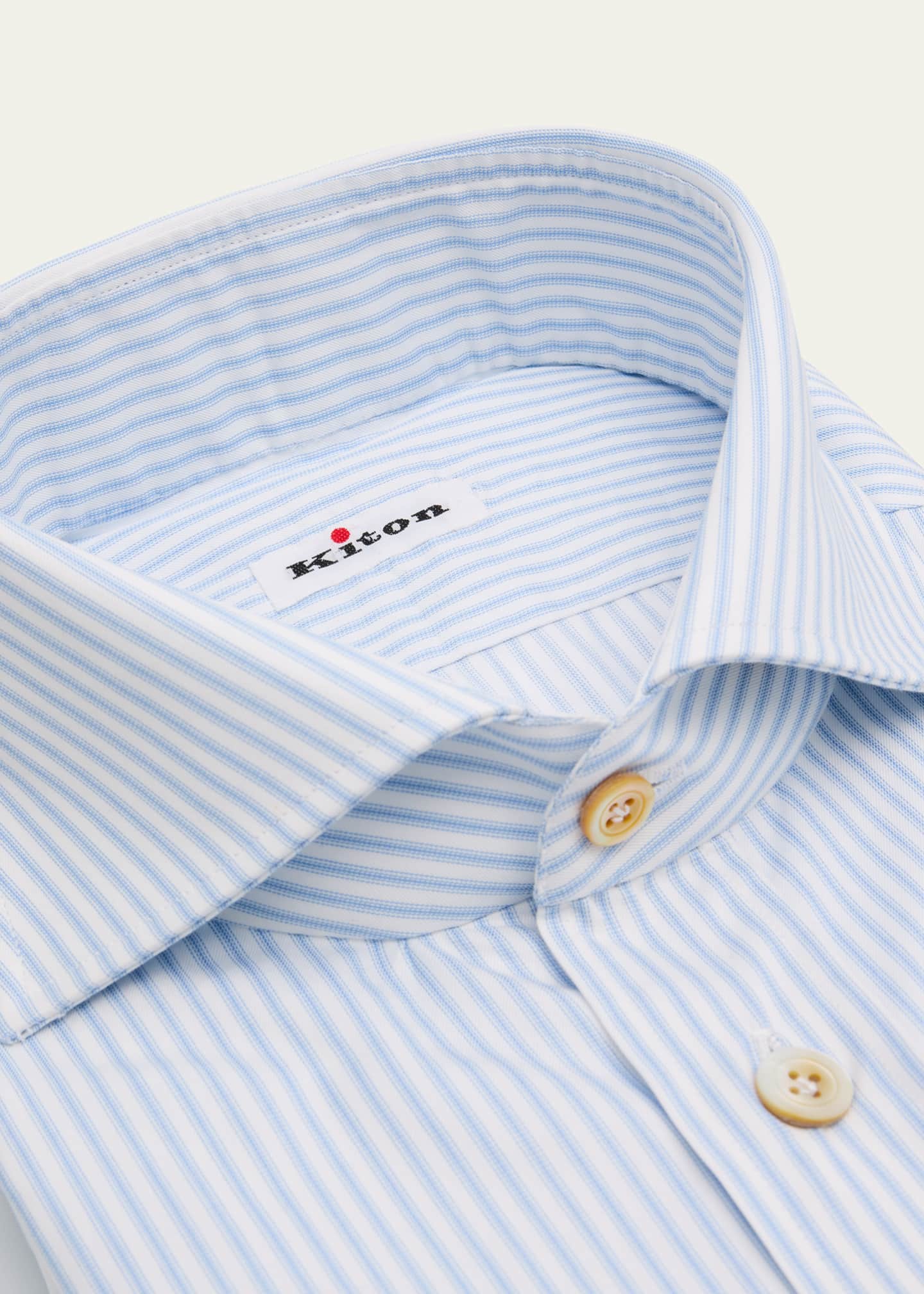 Kiton Men's Cotton Stripe Dress Shirt Image 2 of 2