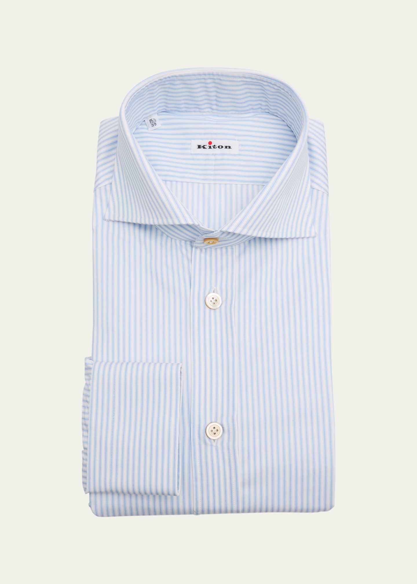 Kiton Men's Cotton Stripe Dress Shirt Image 1 of 2