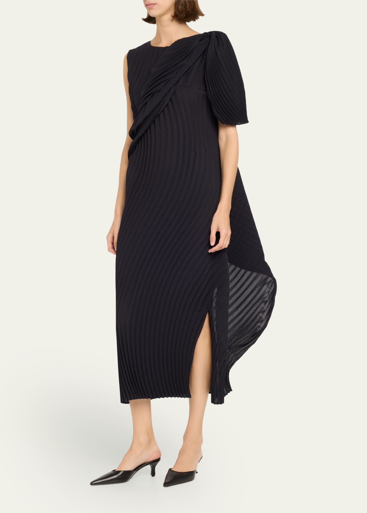 Issey Miyake Wrapped Pleats Midi Dress - Bergdorf Goodman