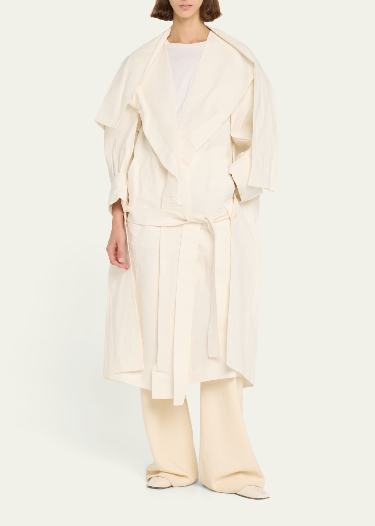 Issey Miyake Enclothe Oversized Self-Tie Paper Trench Coat Image 2 of 5