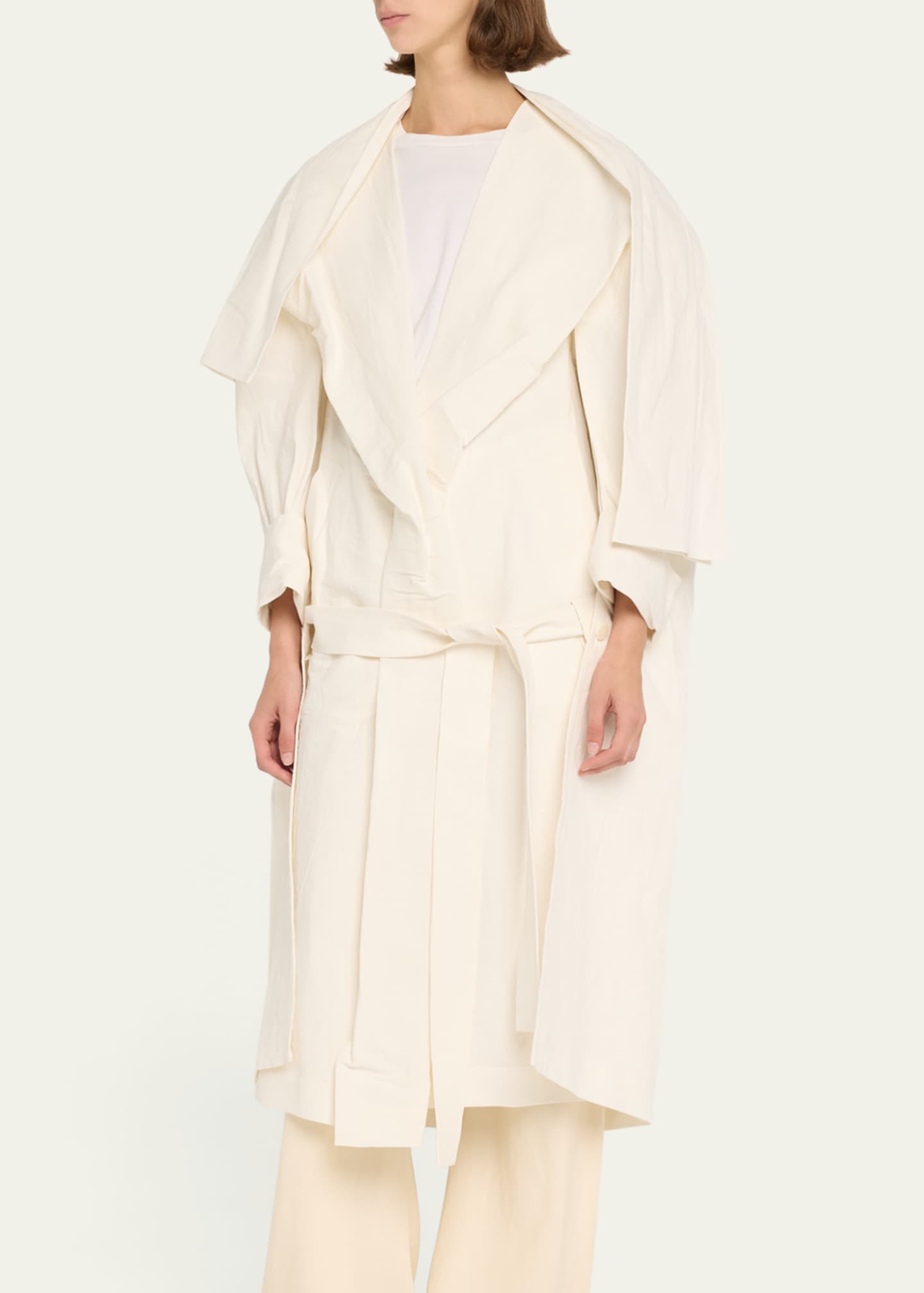 Issey Miyake Enclothe Oversized Self-Tie Paper Trench Coat Image 4 of 5