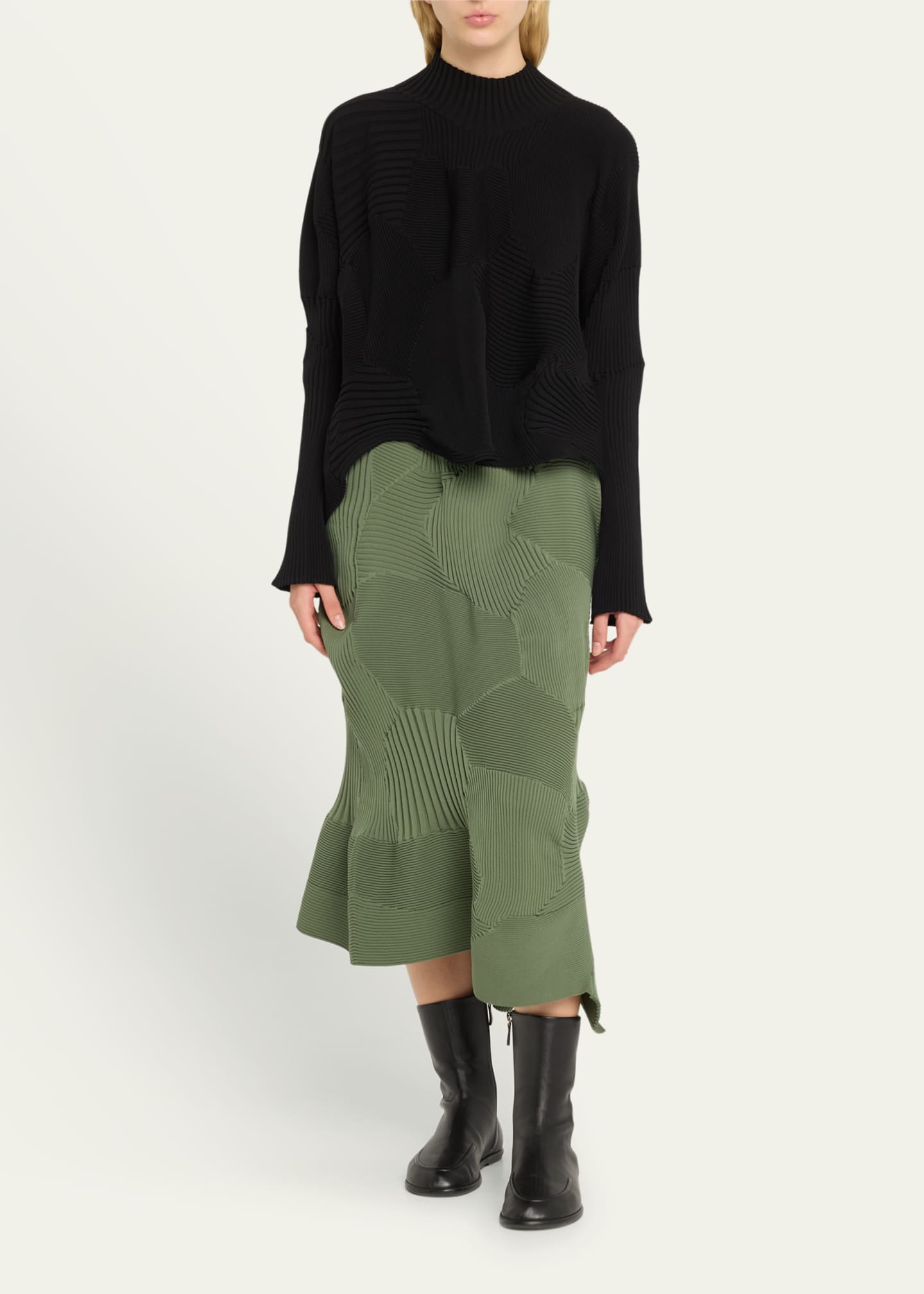 Issey Miyake Kone Kone Textural Ribbed Patchwork Top Image 2 of 5