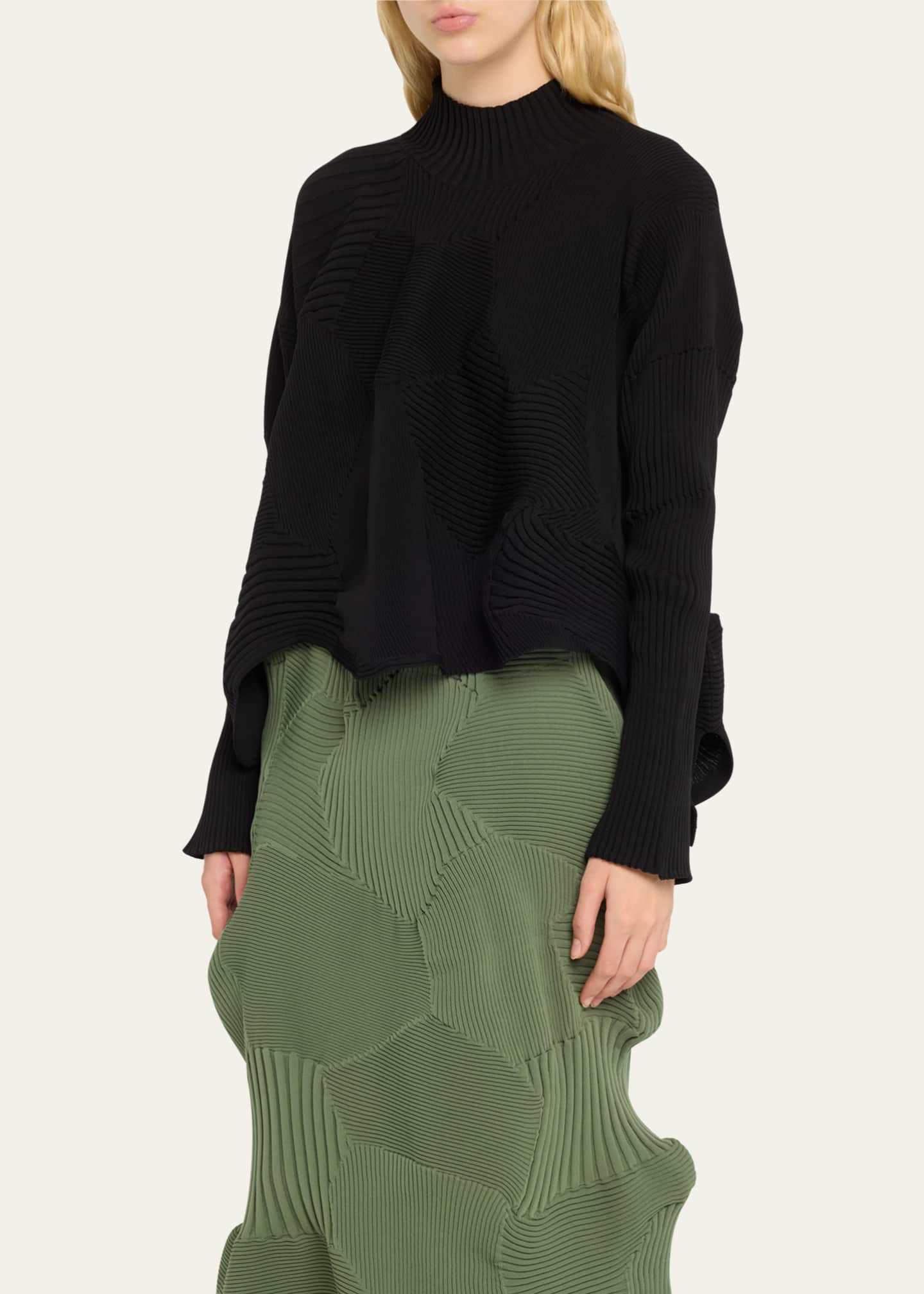 Issey Miyake Kone Kone Textural Ribbed Patchwork Top Image 4 of 5