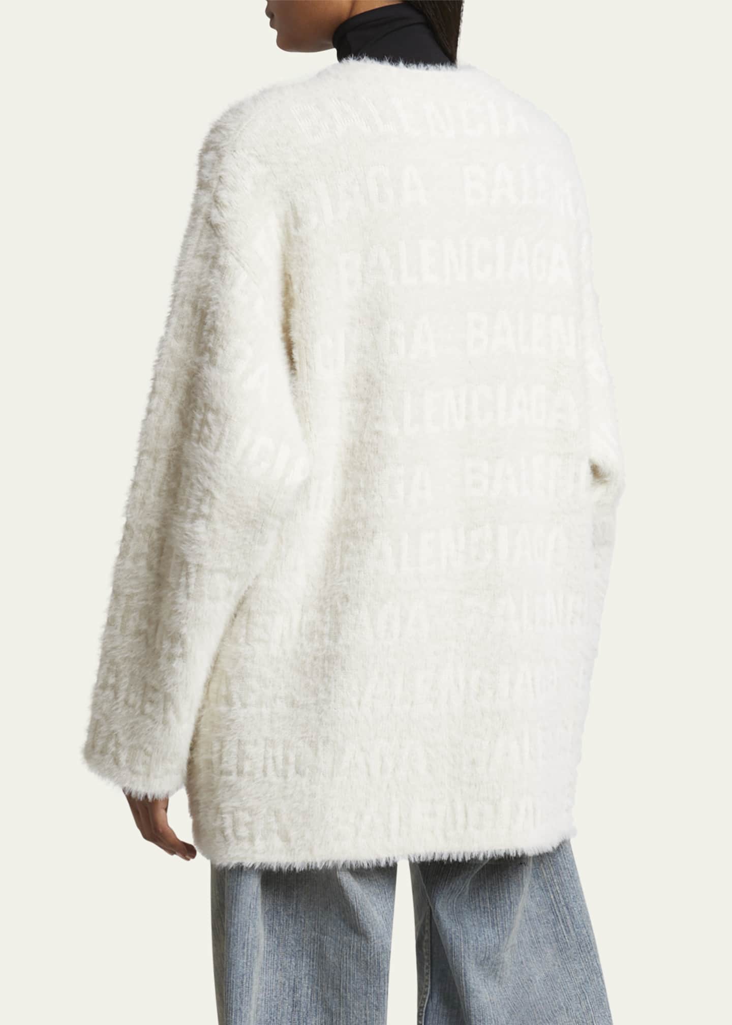 Furry V-Neck Wool Cardigan