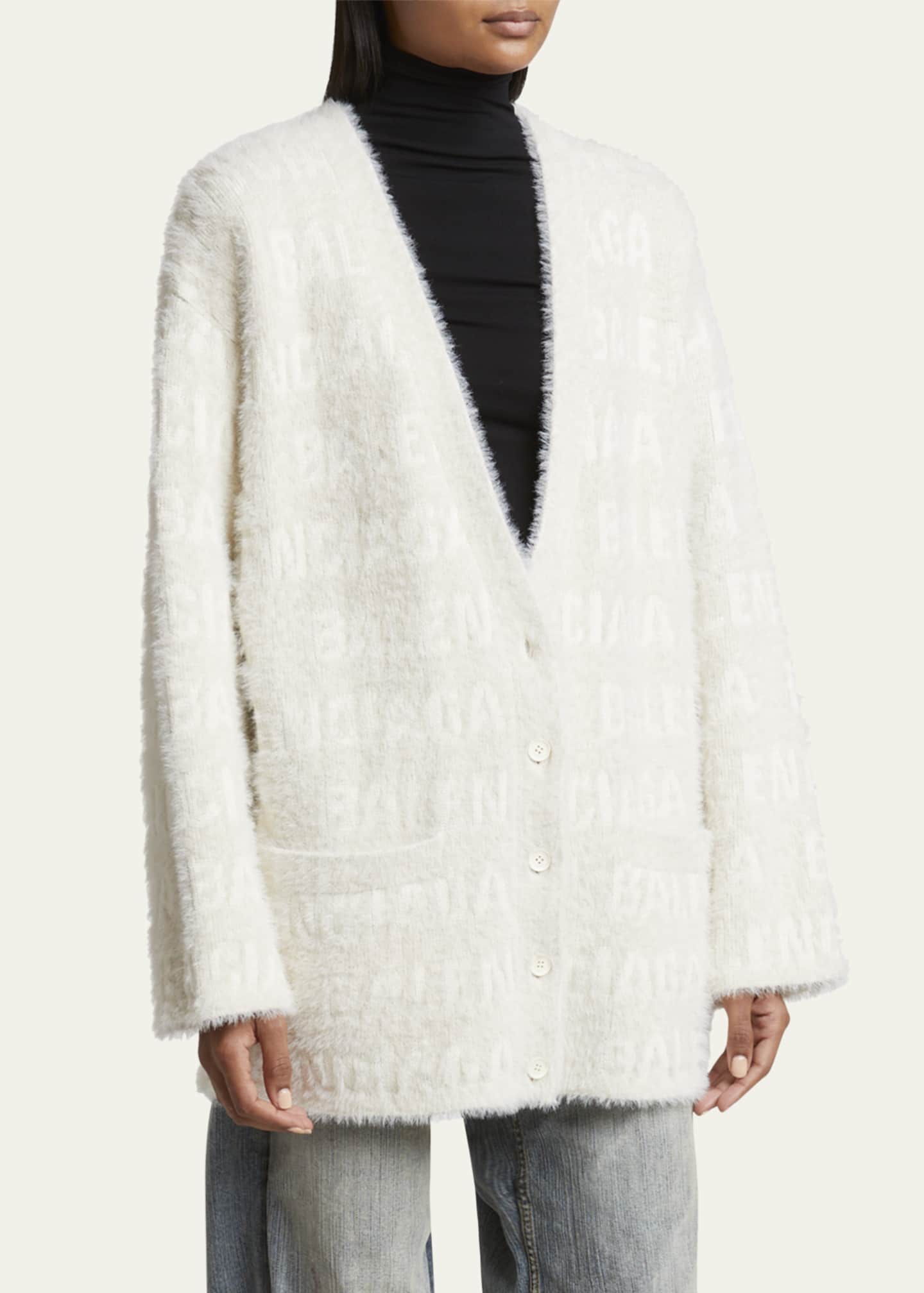 Furry V-Neck Wool Cardigan