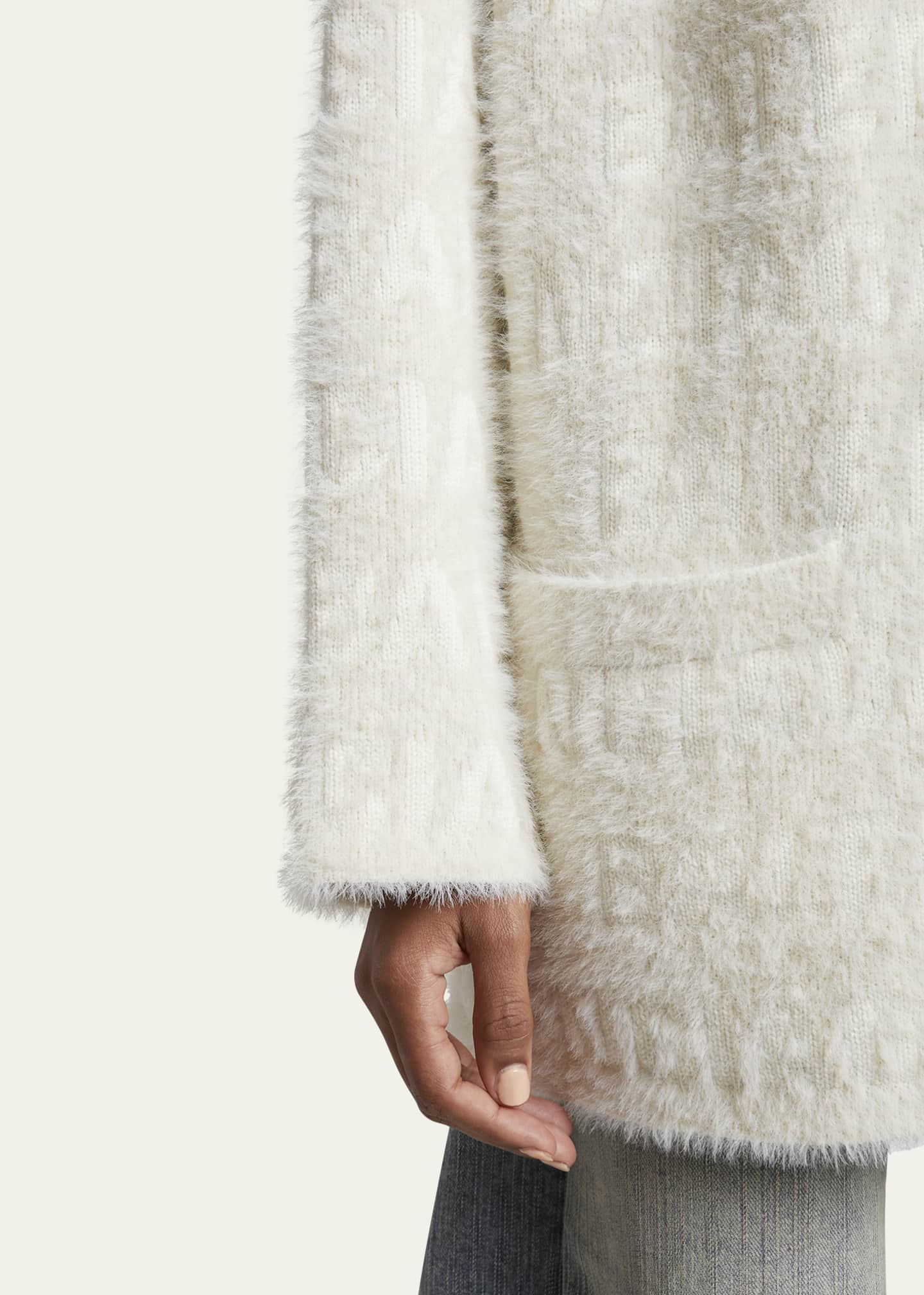 Furry V-Neck Wool Cardigan