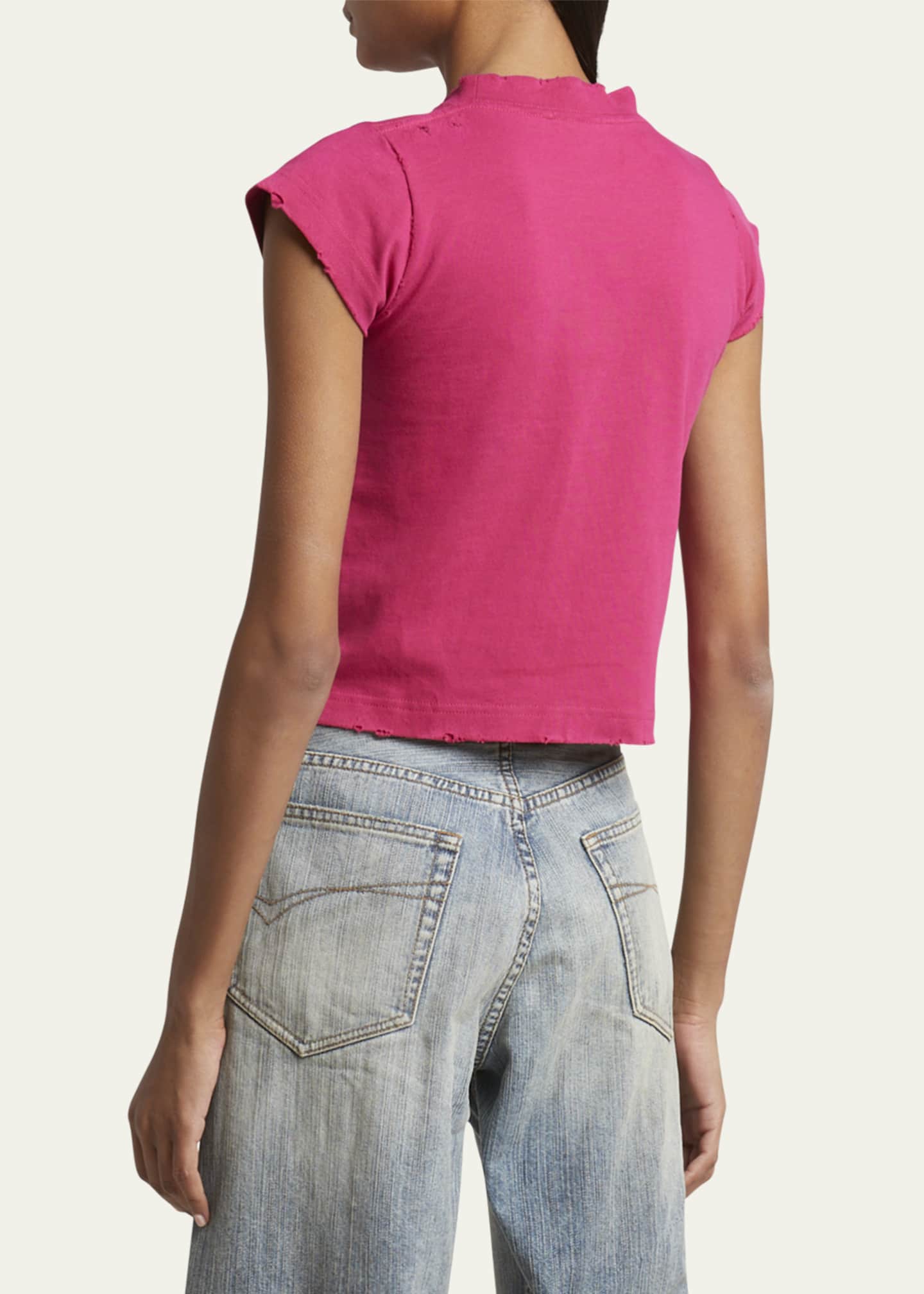 Balenciaga Logo Distressed Crop Shrunk T-Shirt - Bergdorf