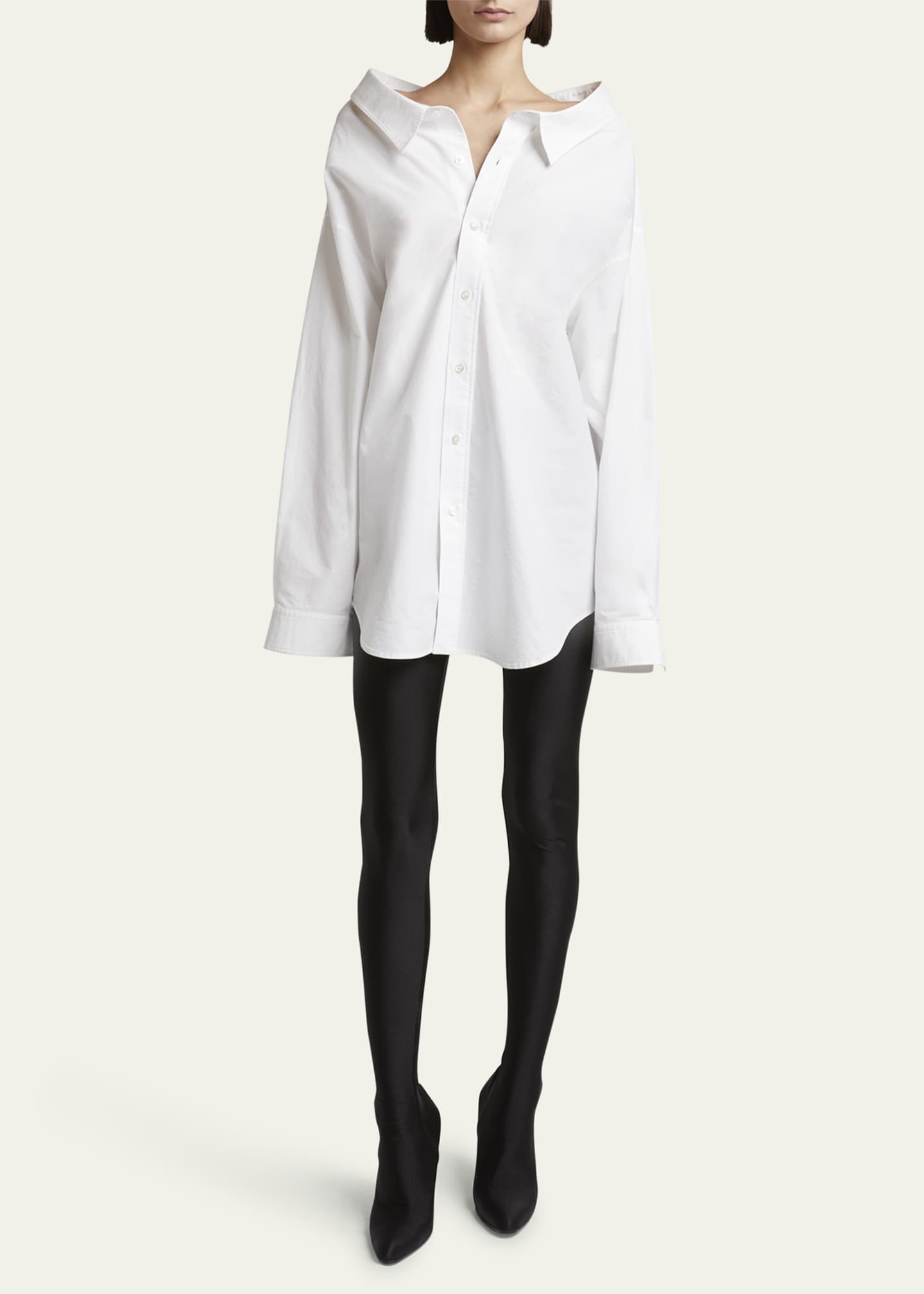 Balenciaga Off-Shoulder Oversized Poplin Shirt Image 2 of 5