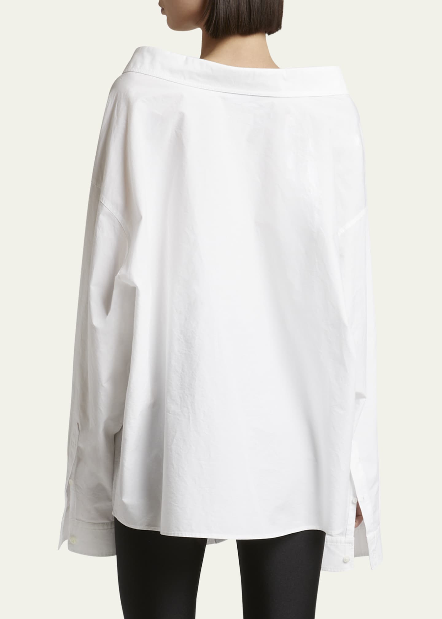 Balenciaga Off-Shoulder Oversized Poplin Shirt Image 3 of 5