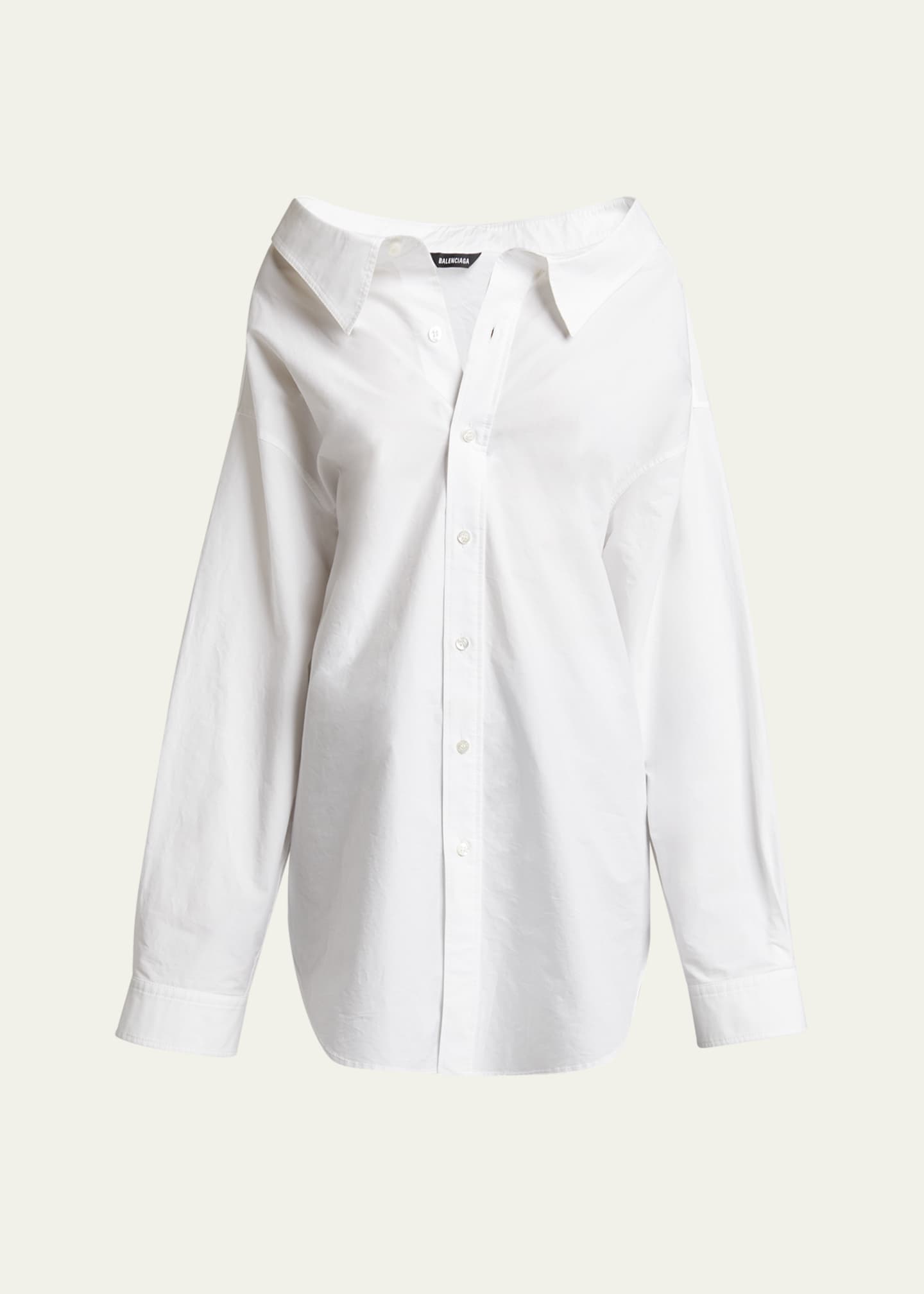 Balenciaga Off-Shoulder Oversized Poplin Shirt Image 1 of 5
