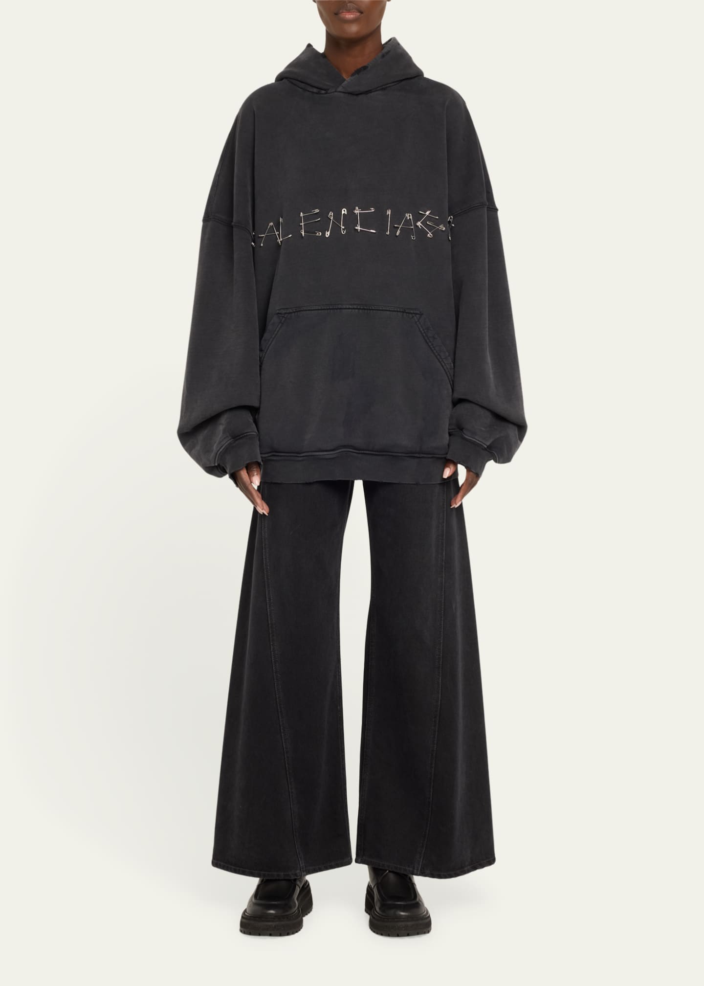 Safety-Pin Logo Oversized Hoodie
