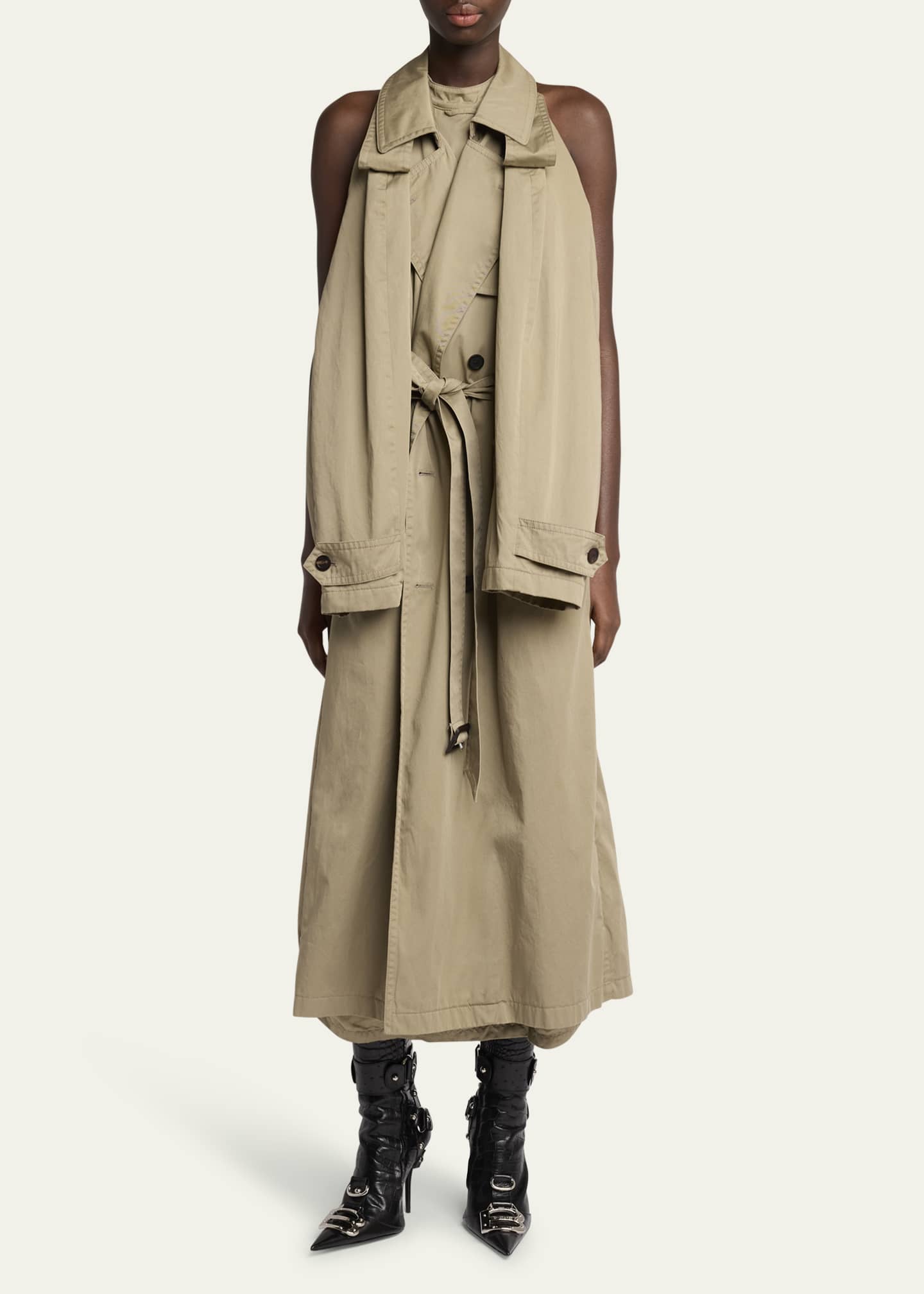 Balenciaga Suspended Halter Cotton Twill Dress Image 2 of 5