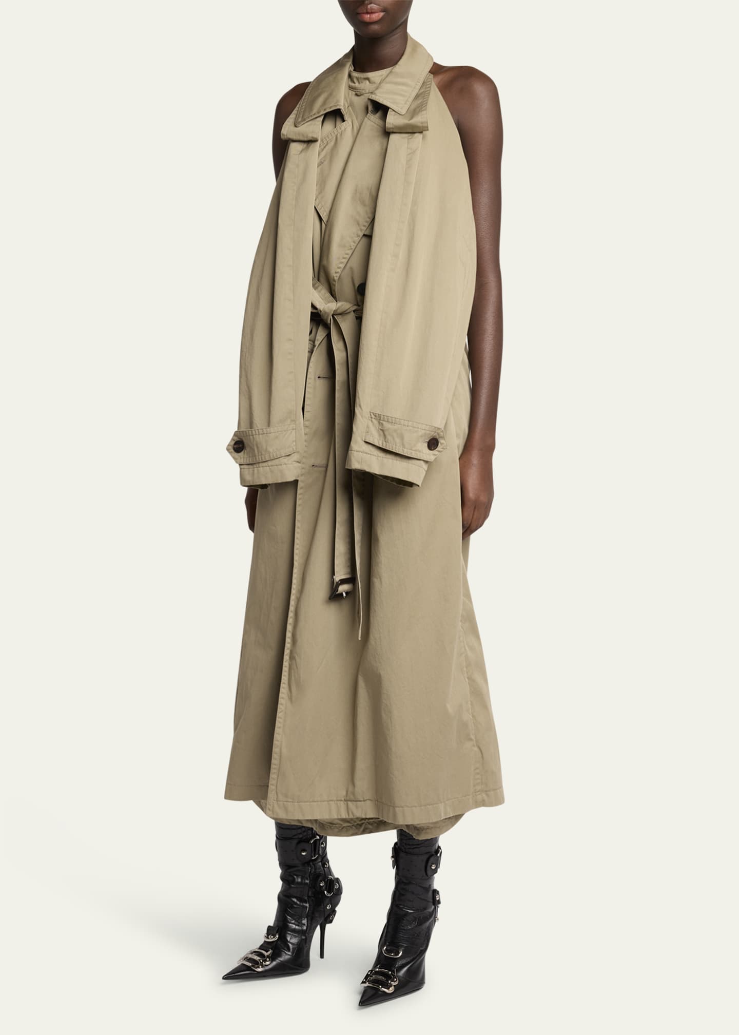 Balenciaga Suspended Halter Cotton Twill Dress Image 4 of 5