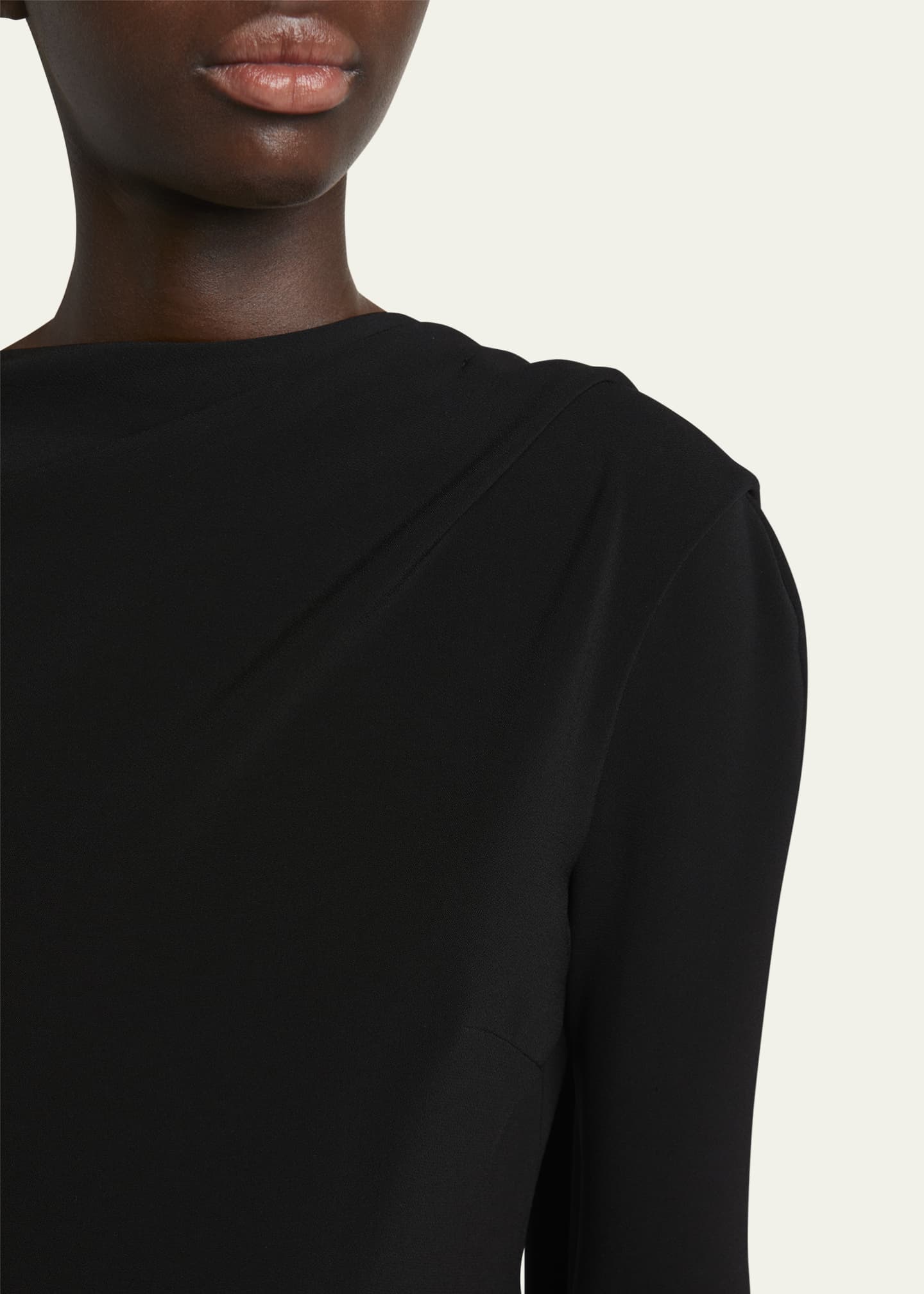 Stretch Crepe Cape Gown - Thumbnail 5
