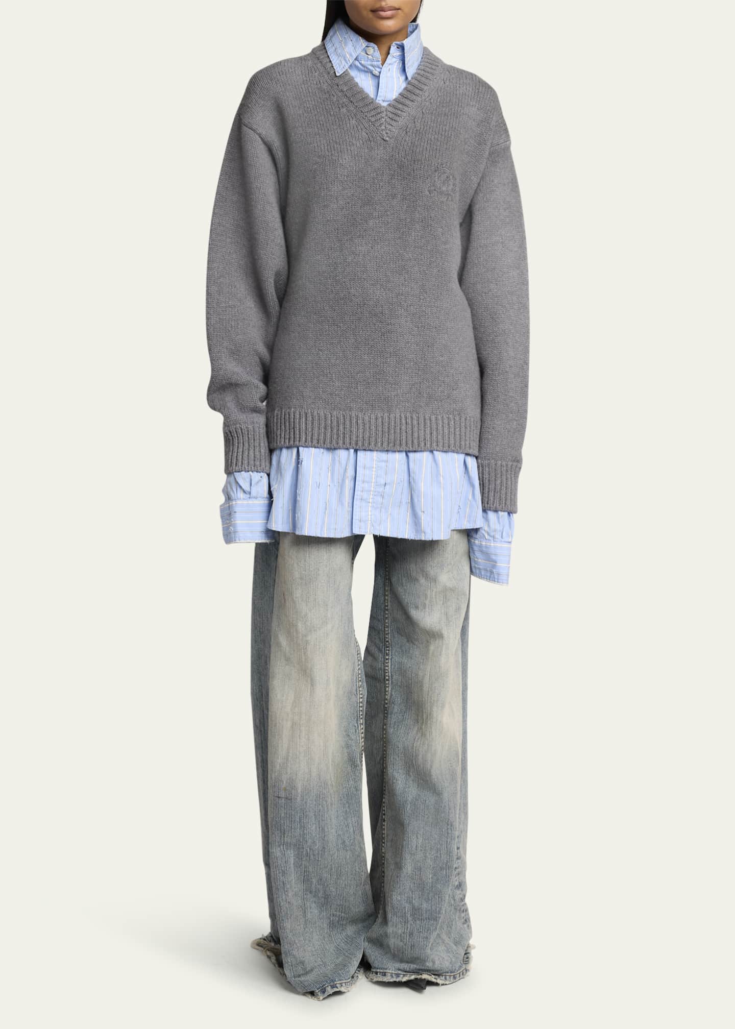 Layered Oversized Cotton Sweater