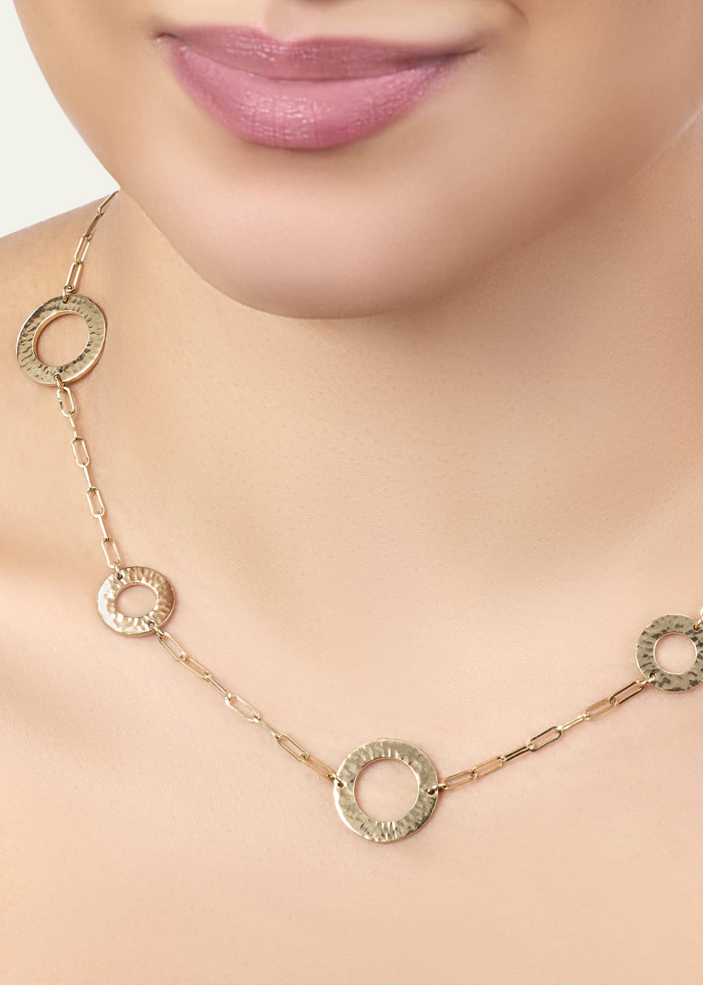 L. Klein Como 18K Yellow Gold Hammered Link Necklace, 16-18"L Image 2 of 2