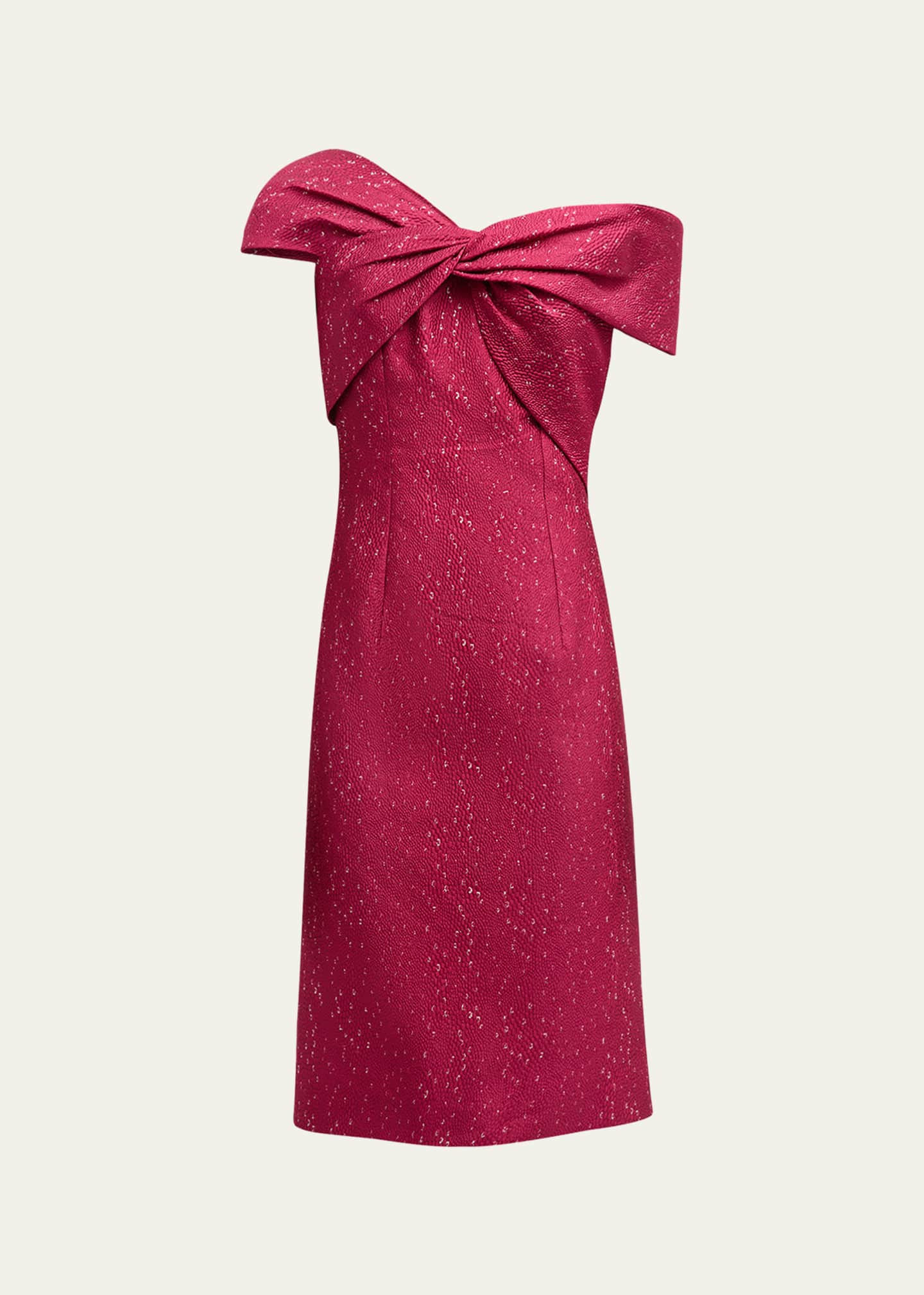 Rickie Freeman for Teri Jon One-Shoulder Speckled Jacquard Dress Image 1 of 5