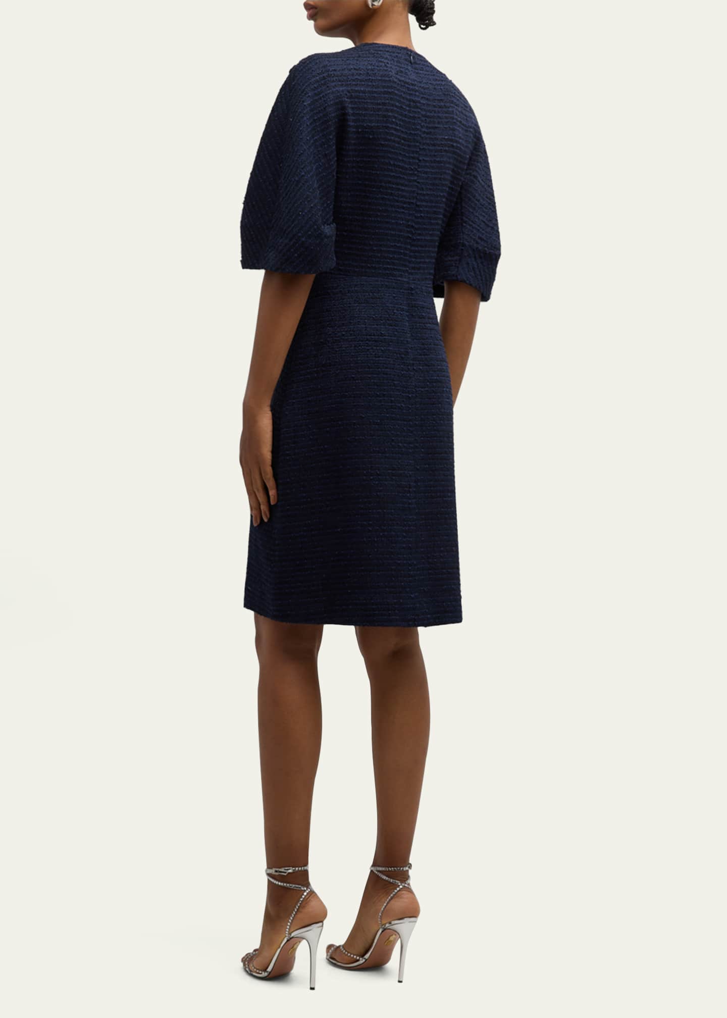 A-Line Floral Applique Boucle Dress