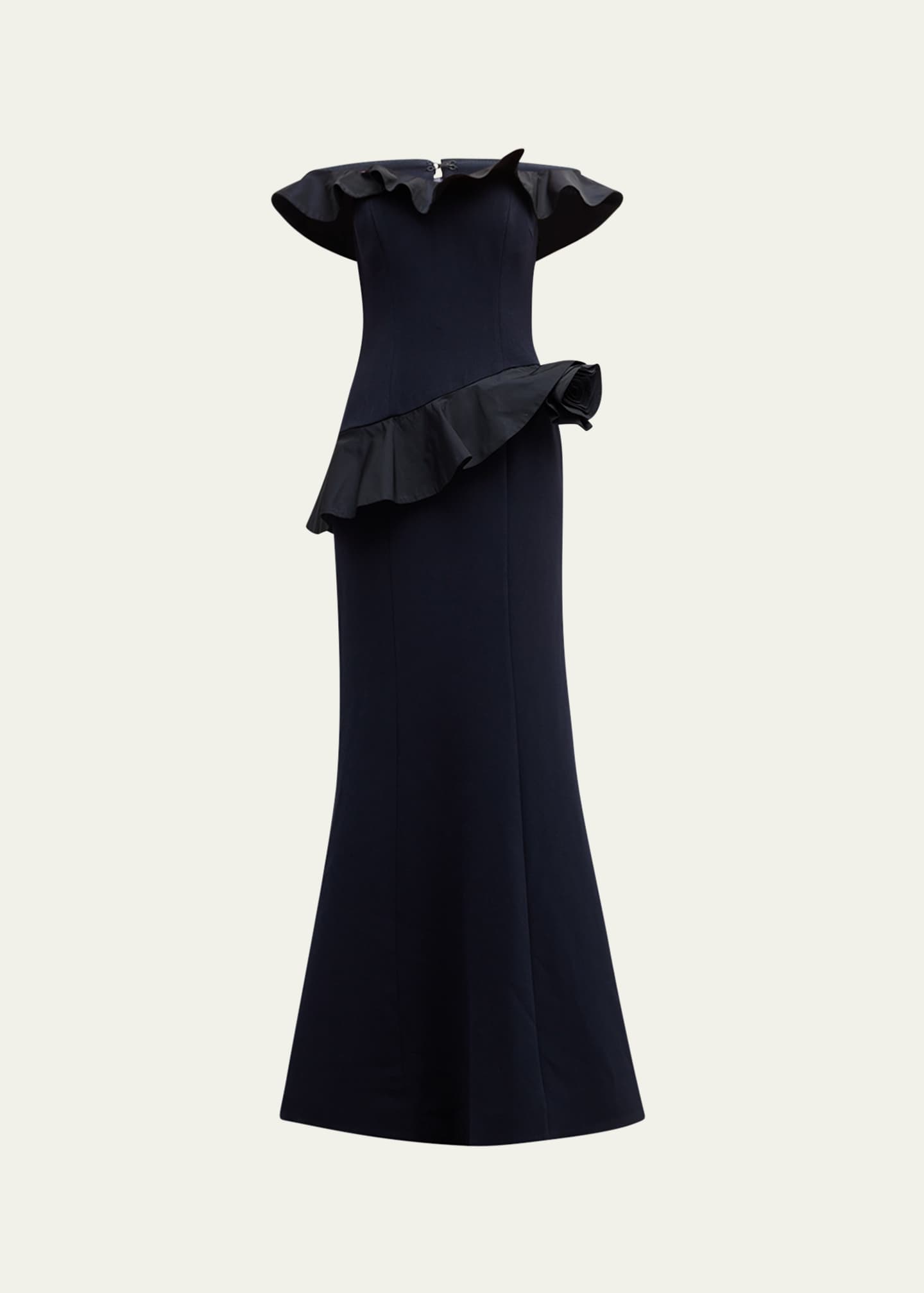 Rickie Freeman for Teri Jon Off-Shoulder Ruffle Trumpet Gown Image 1 of 5