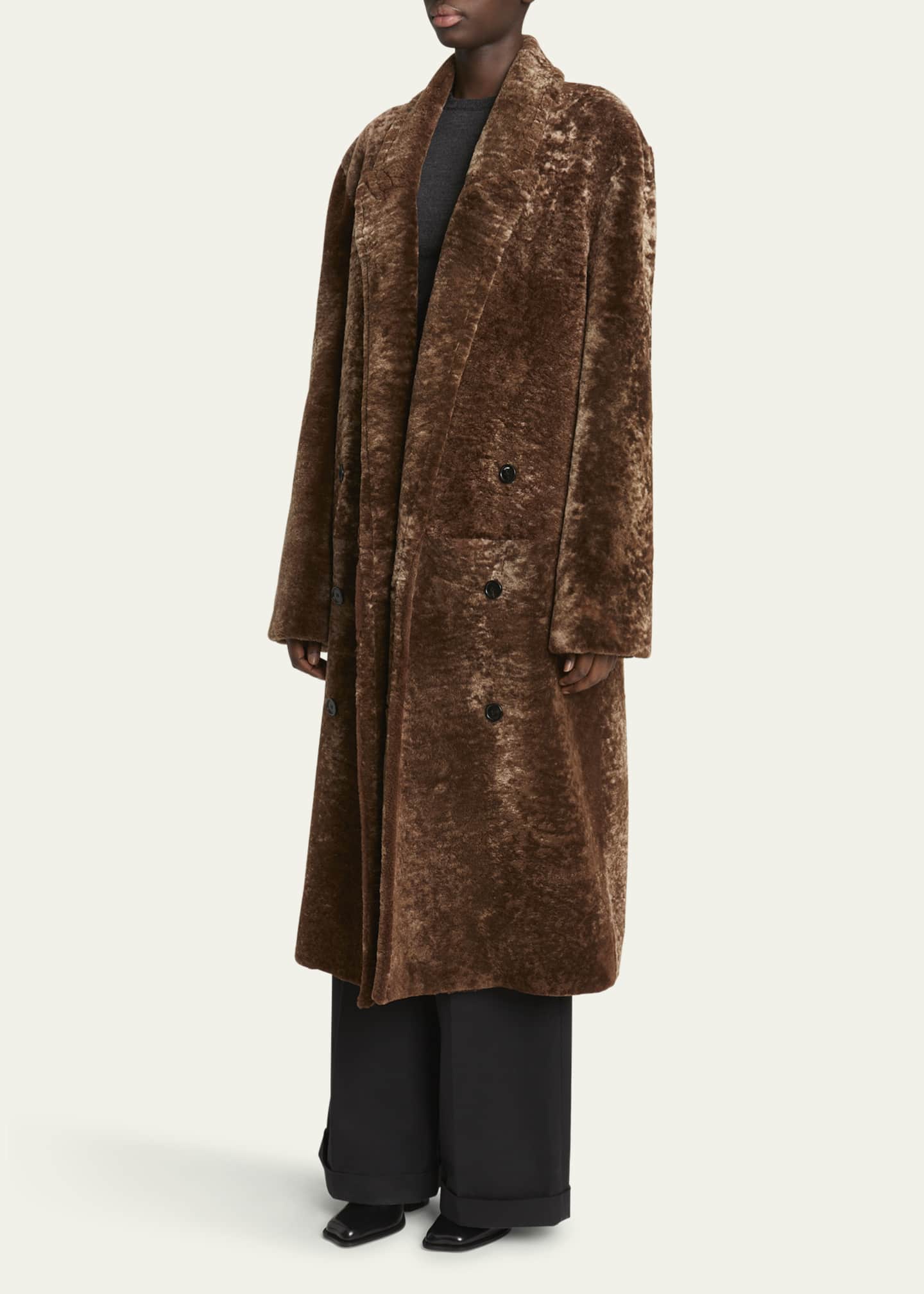 Loewe Double-Breasted Shearling Coat Image 4 of 5