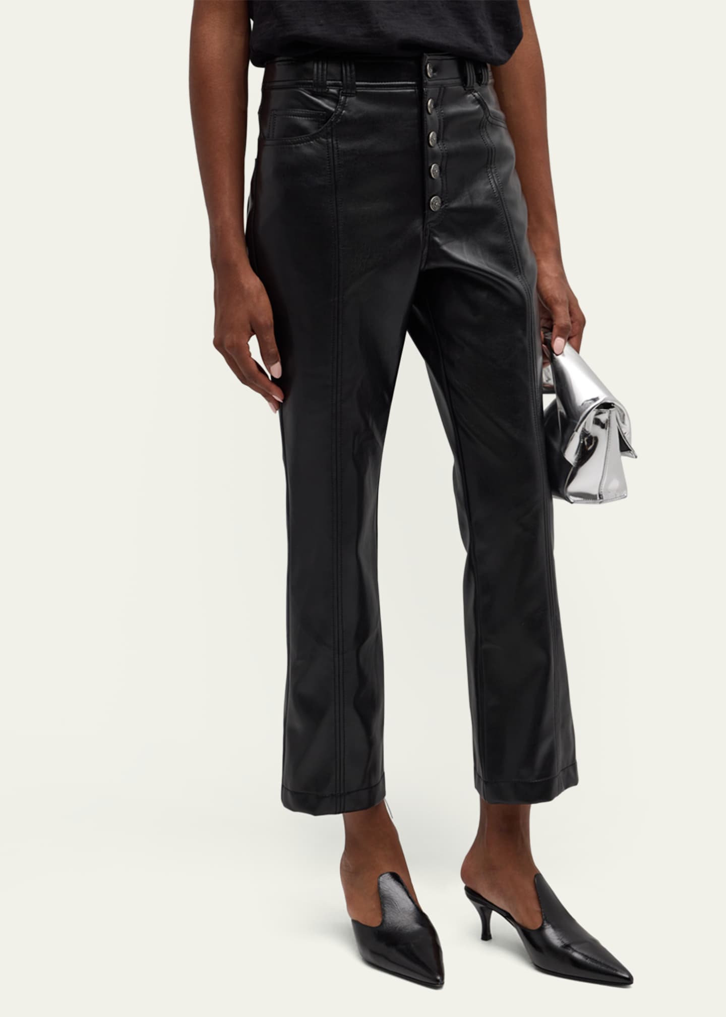 Cinq a Sept Wallace Faux Leather Bootcut Ankle Pants Image 4 of 5