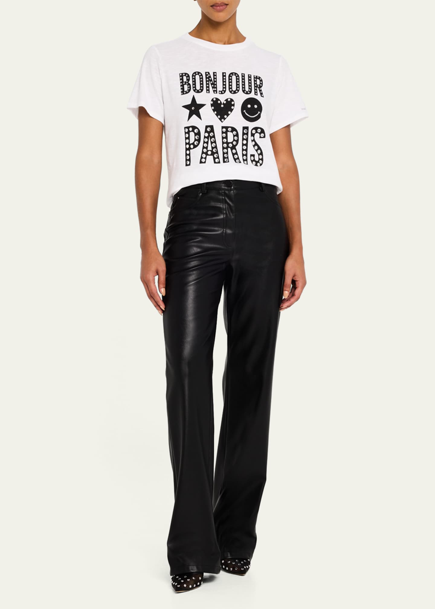 Cinq a Sept Bonjour Paris Crewneck Graphic Tee Image 2 of 5