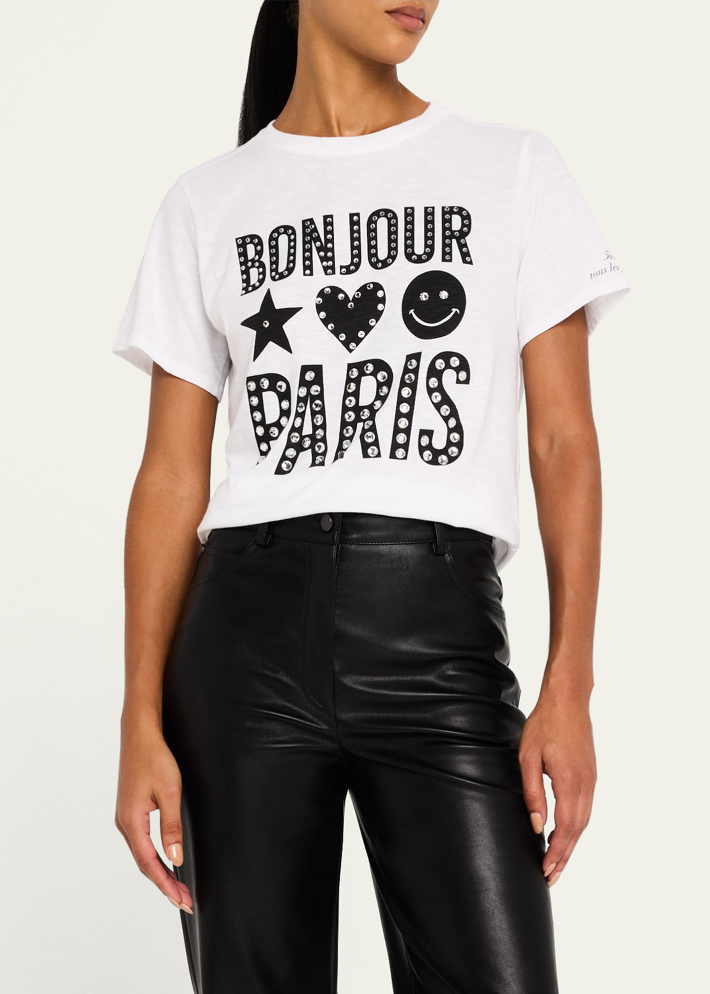 Cinq a Sept Bonjour Paris Crewneck Graphic Tee Image 4 of 5