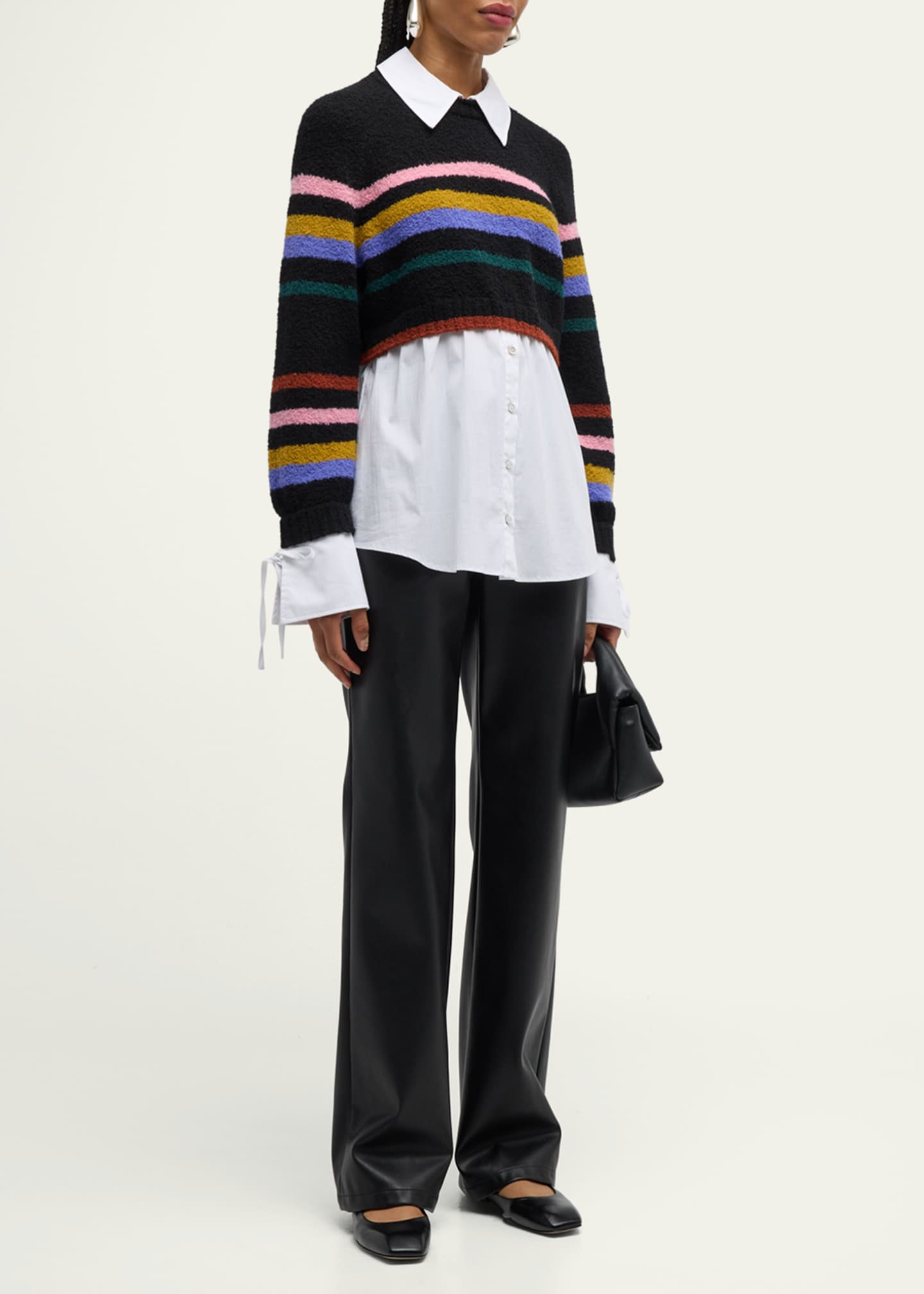 Cinq a Sept Nelida Striped Combo Pullover Top Image 2 of 5