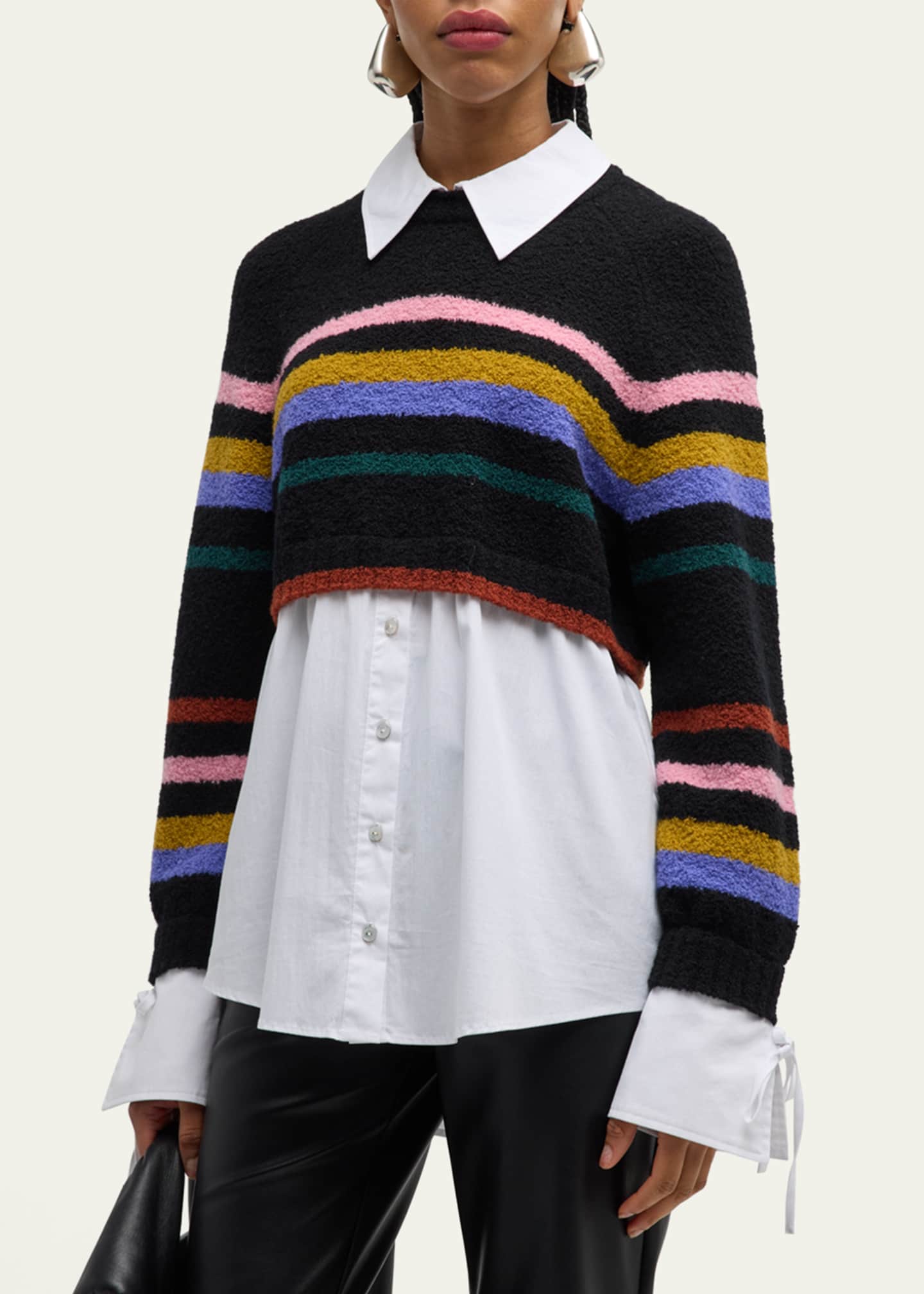 Cinq a Sept Nelida Striped Combo Pullover Top Image 4 of 5