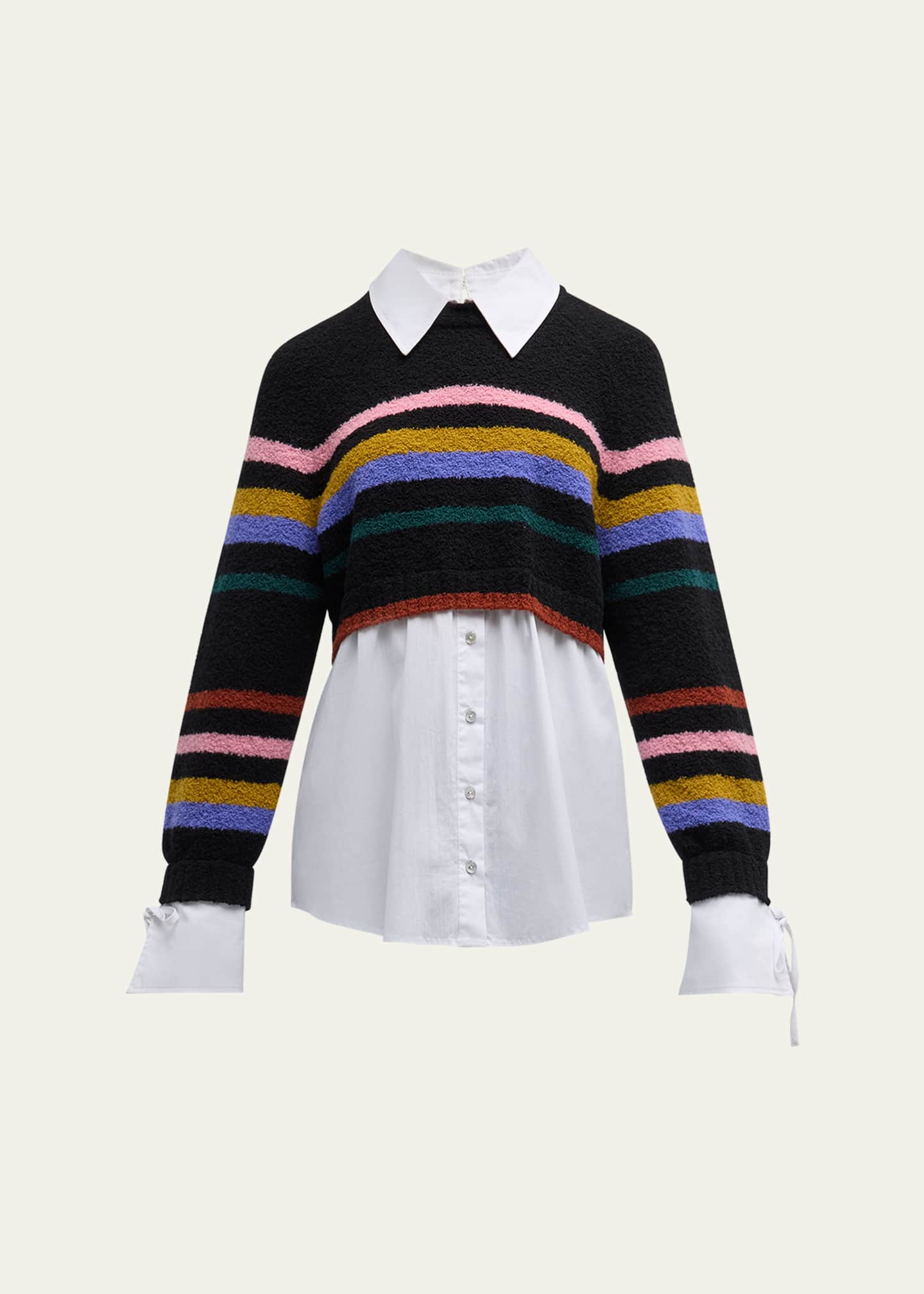 Cinq a Sept Nelida Striped Combo Pullover Top Image 1 of 5