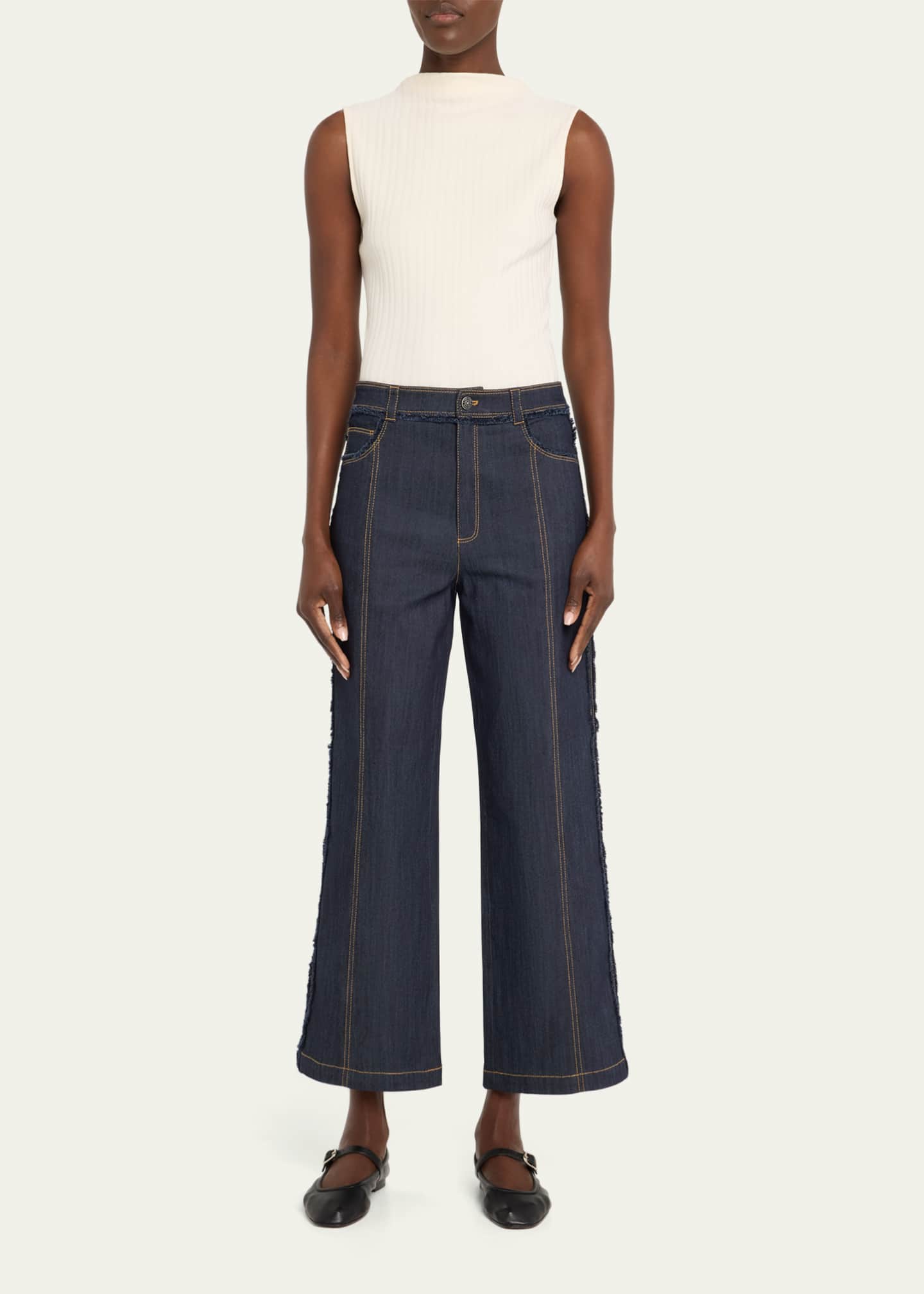 Cinq a Sept Francine Cropped Bootcut Denim Pants Image 2 of 5