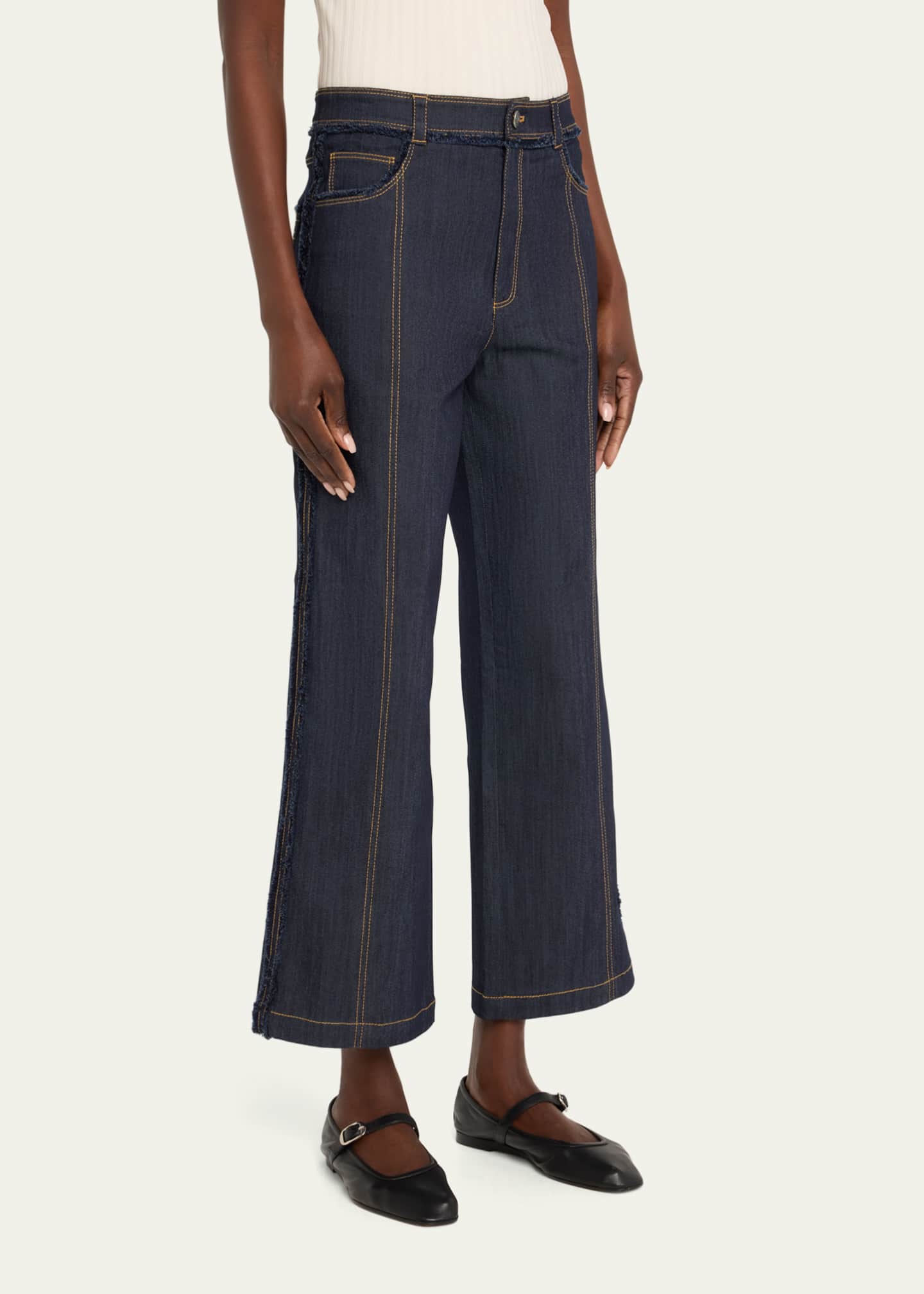 Cinq a Sept Francine Cropped Bootcut Denim Pants Image 4 of 5