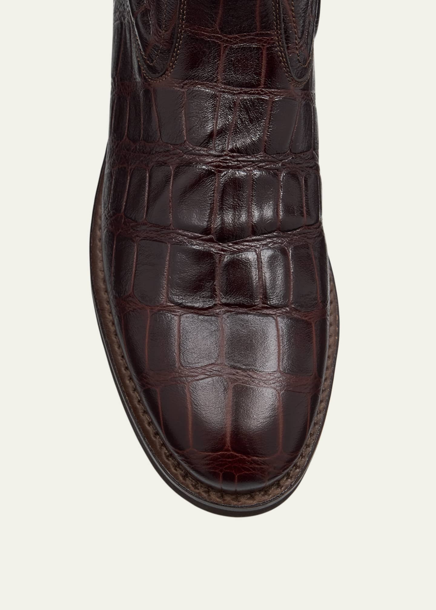 Brunello Cucinelli Croco Embossed Leather Knee Boots Image 6 of 6