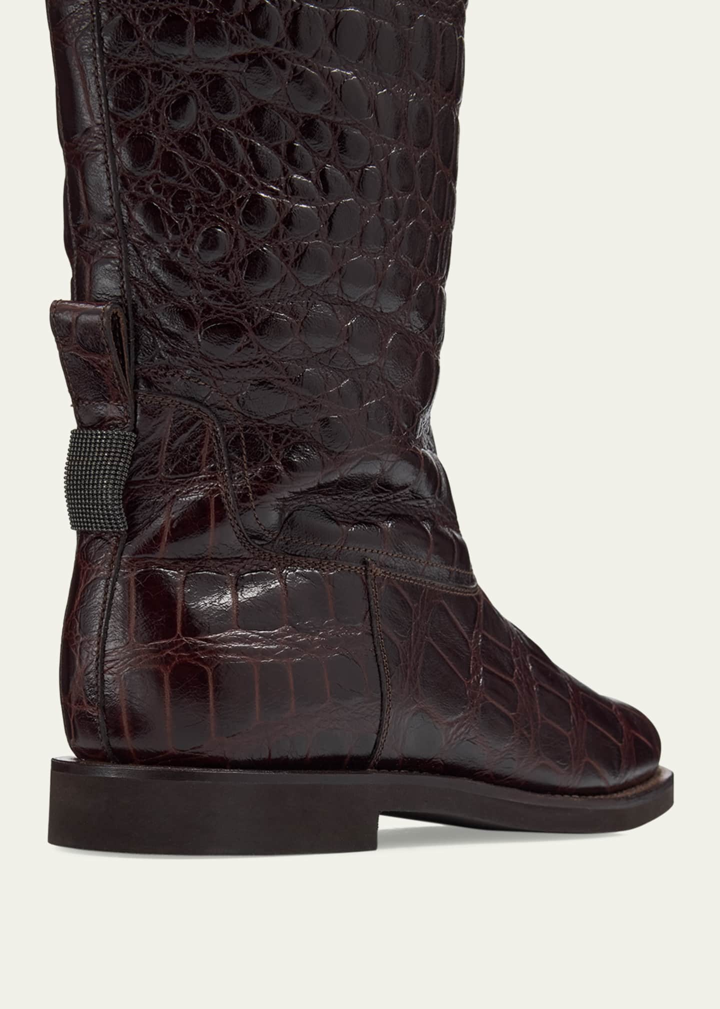 Brunello Cucinelli Croco Embossed Leather Knee Boots Image 5 of 6