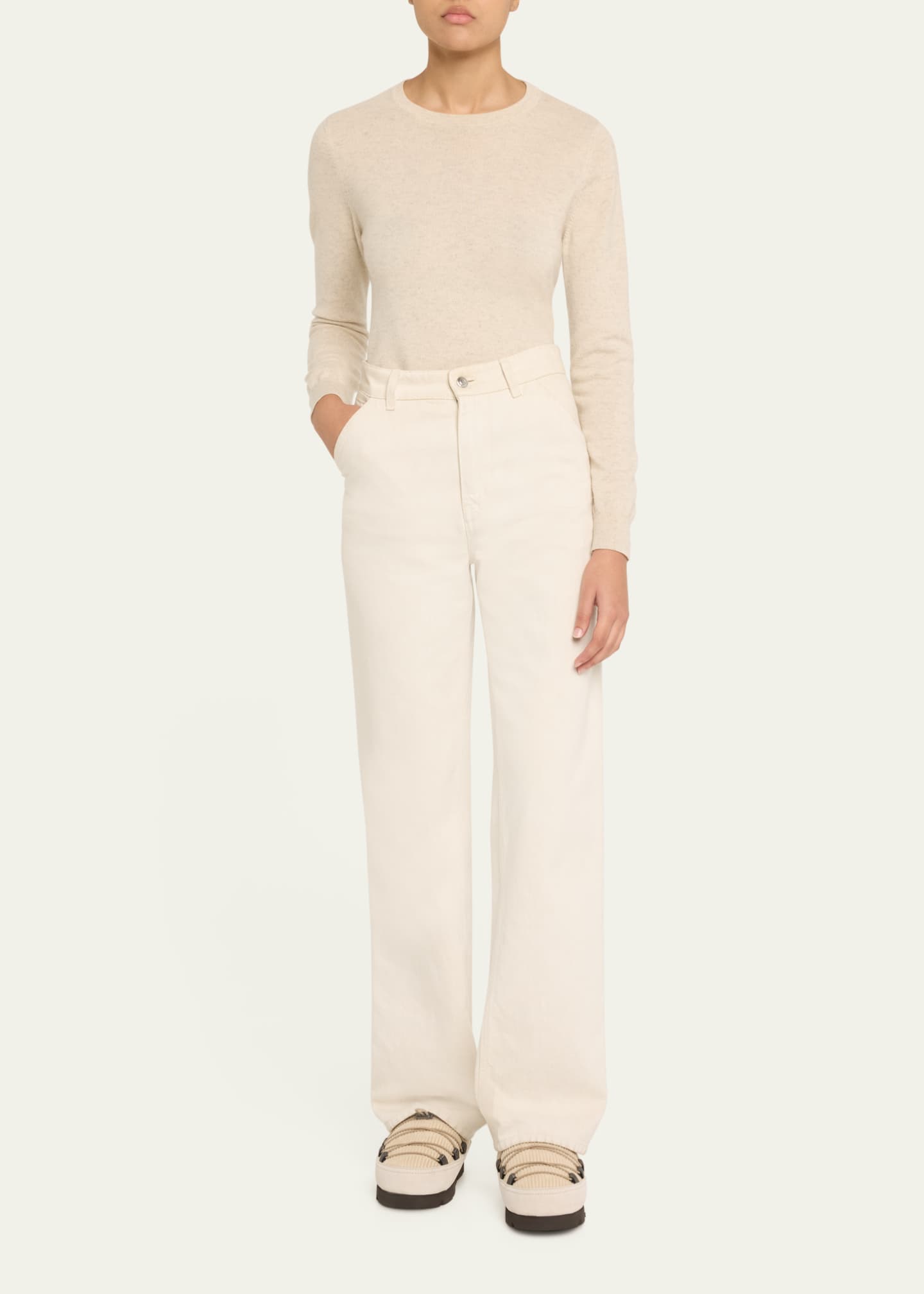 Brunello Cucinelli Suede Lace-Up Cozy Mule Slippers Image 3 of 6