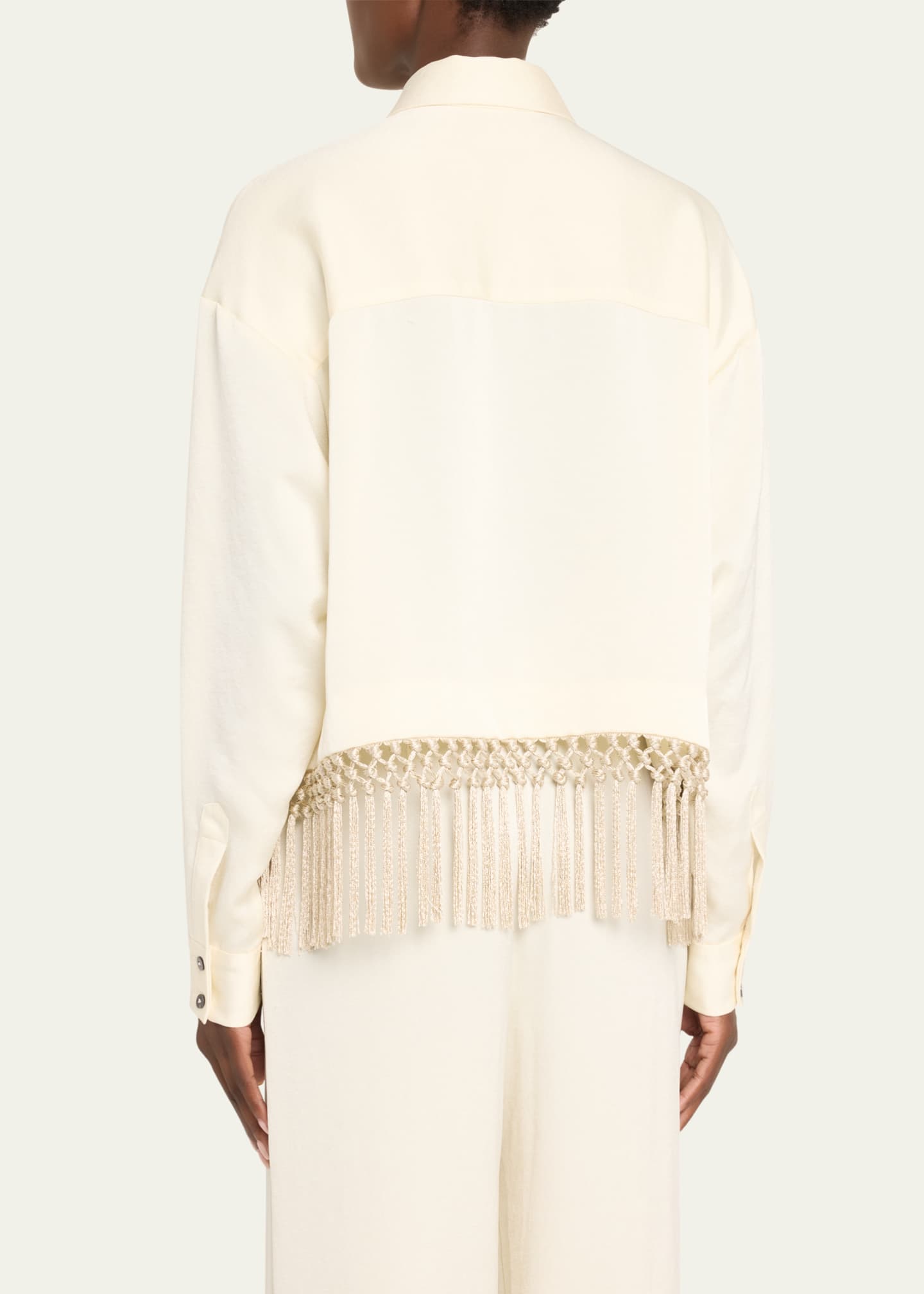 Lela Rose Fringe Button Down Crop Top Image 3 of 5