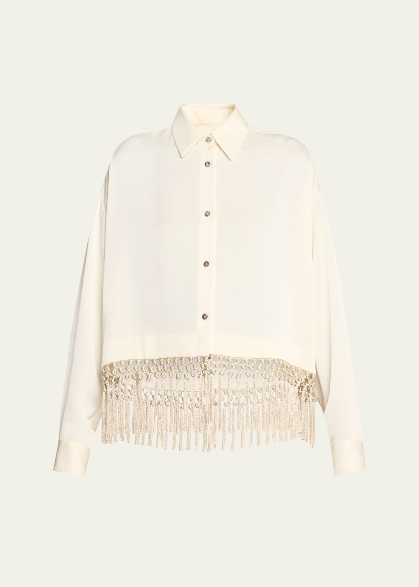Lela Rose Fringe Button Down Crop Top Image 1 of 5