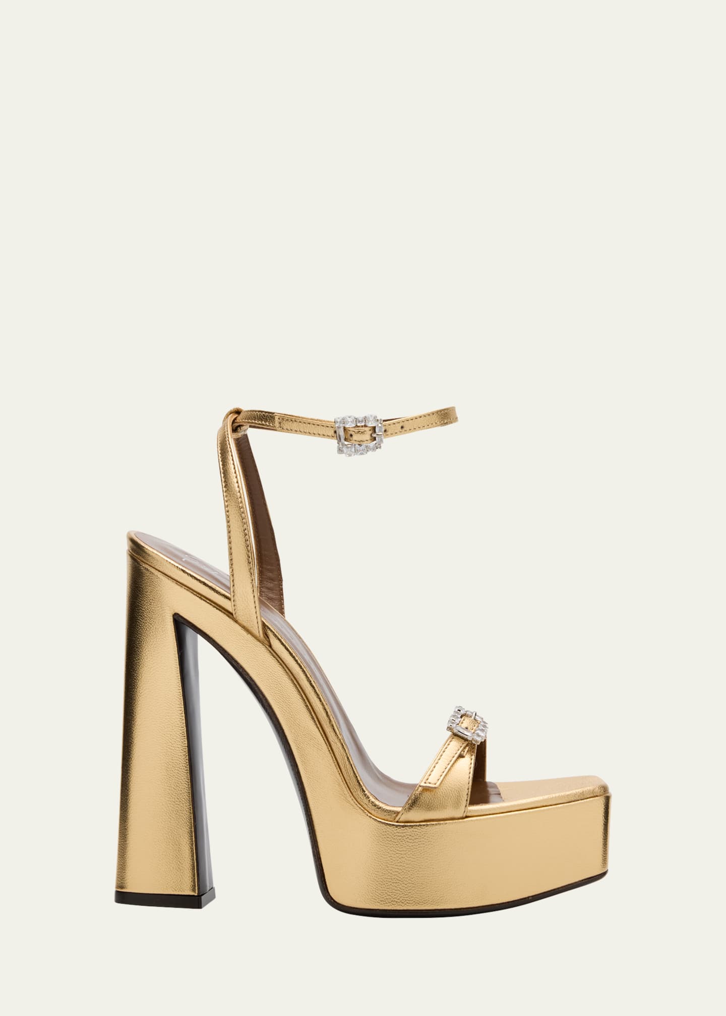 Giuseppe Zanotti Metallic Leather Crystal-Buckle Platform