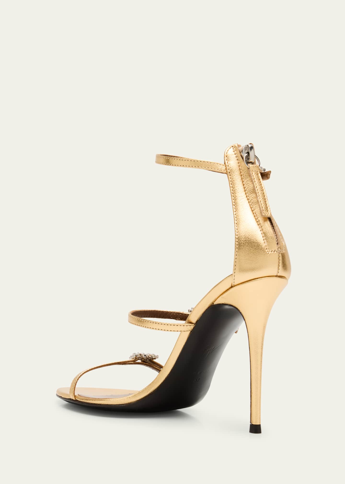 Giuseppe Zanotti Metallic Leather Ankle-Strap Sandals Image 2 of 4