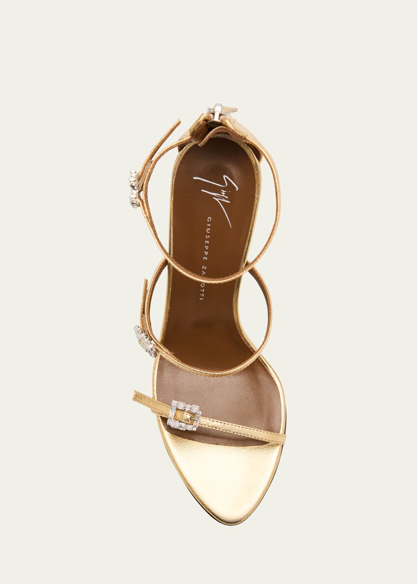 サンダル・ミュール GIUSEPPE ZANOTTI E500010 002 Sandals Giuseppe Zanotti Metallic Leather Ankle-Strap Sandals