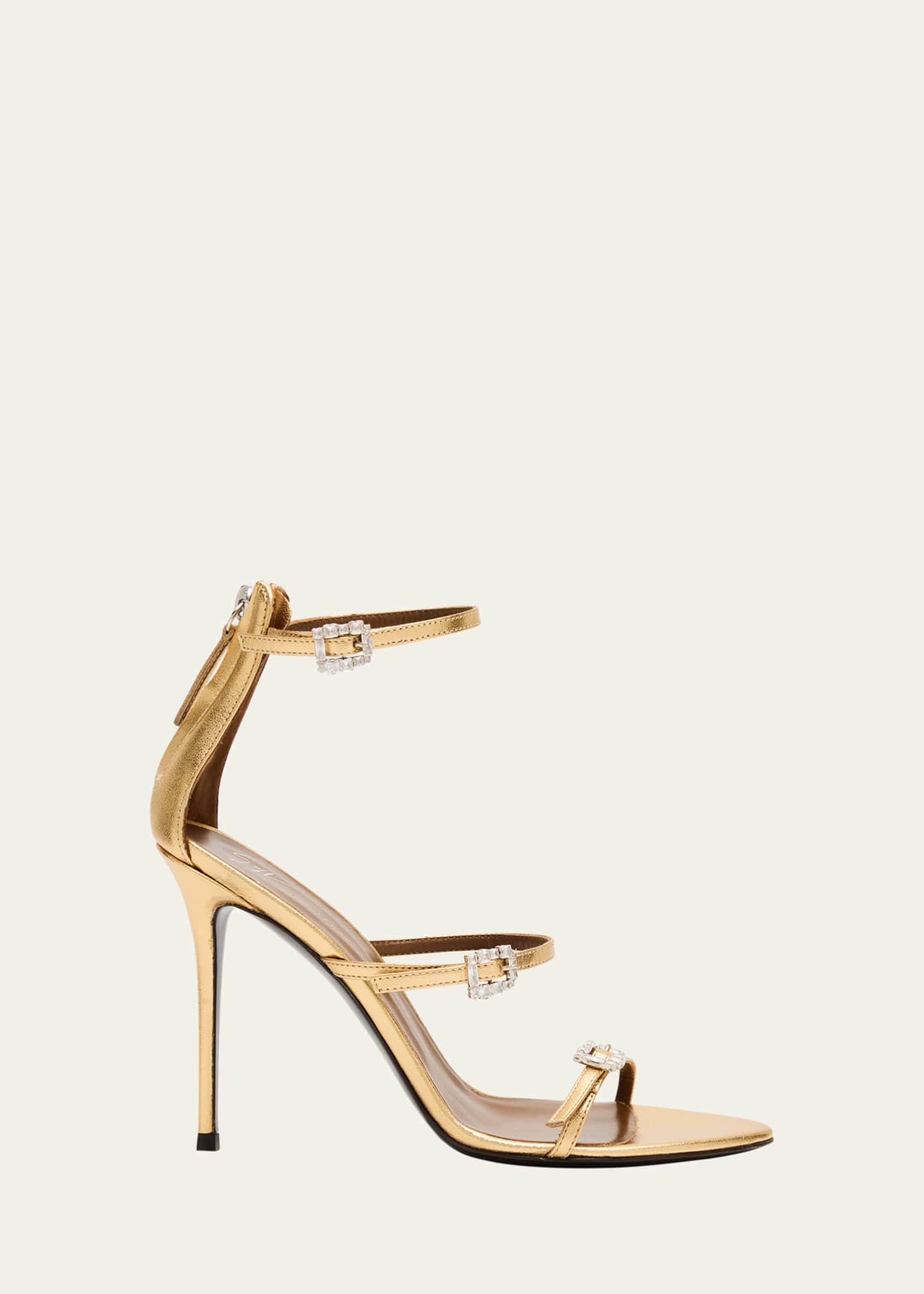 Giuseppe Zanotti Metallic Leather Ankle-Strap Sandals Image 1 of 4