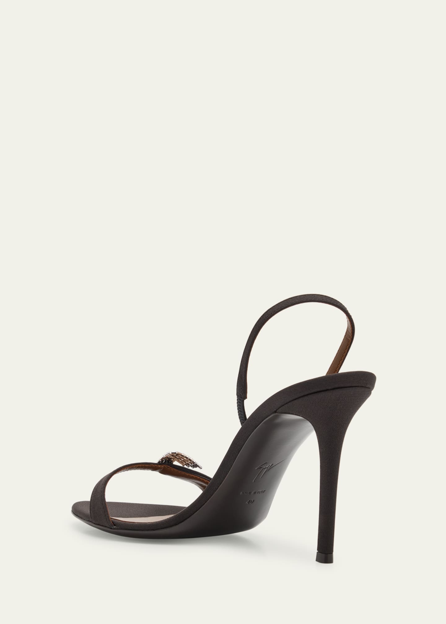 Marielena Silk Crystal-Buckle Slingback Sandals