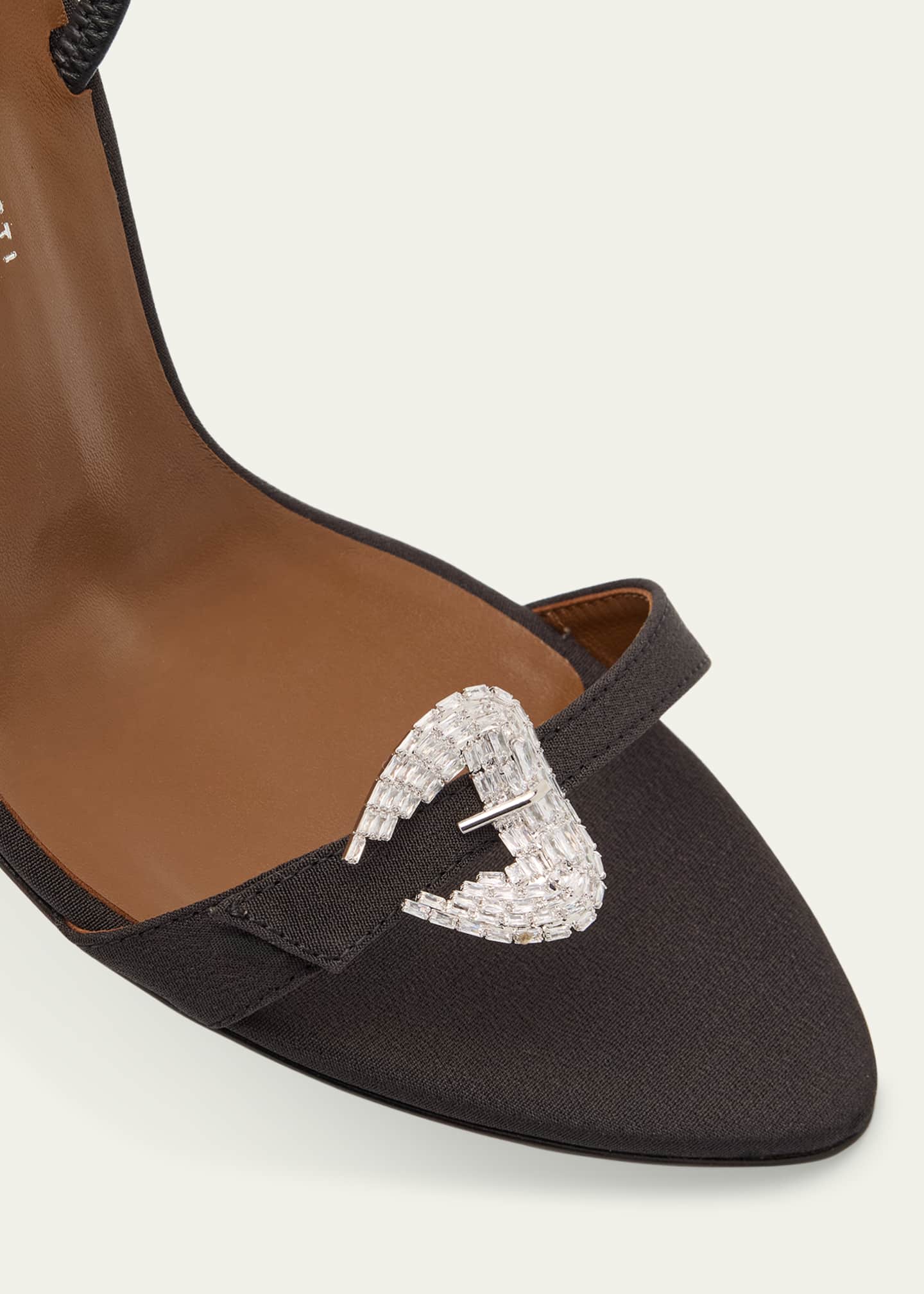 Marielena Silk Crystal-Buckle Slingback Sandals