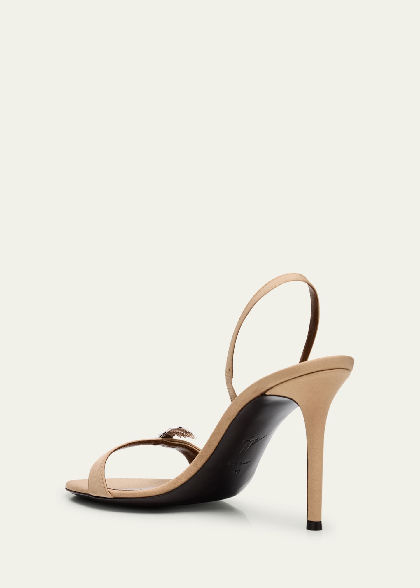 Giuseppe Zanotti Marielena Silk Crystal-Buckle Slingback Sandals Image 4 of 6