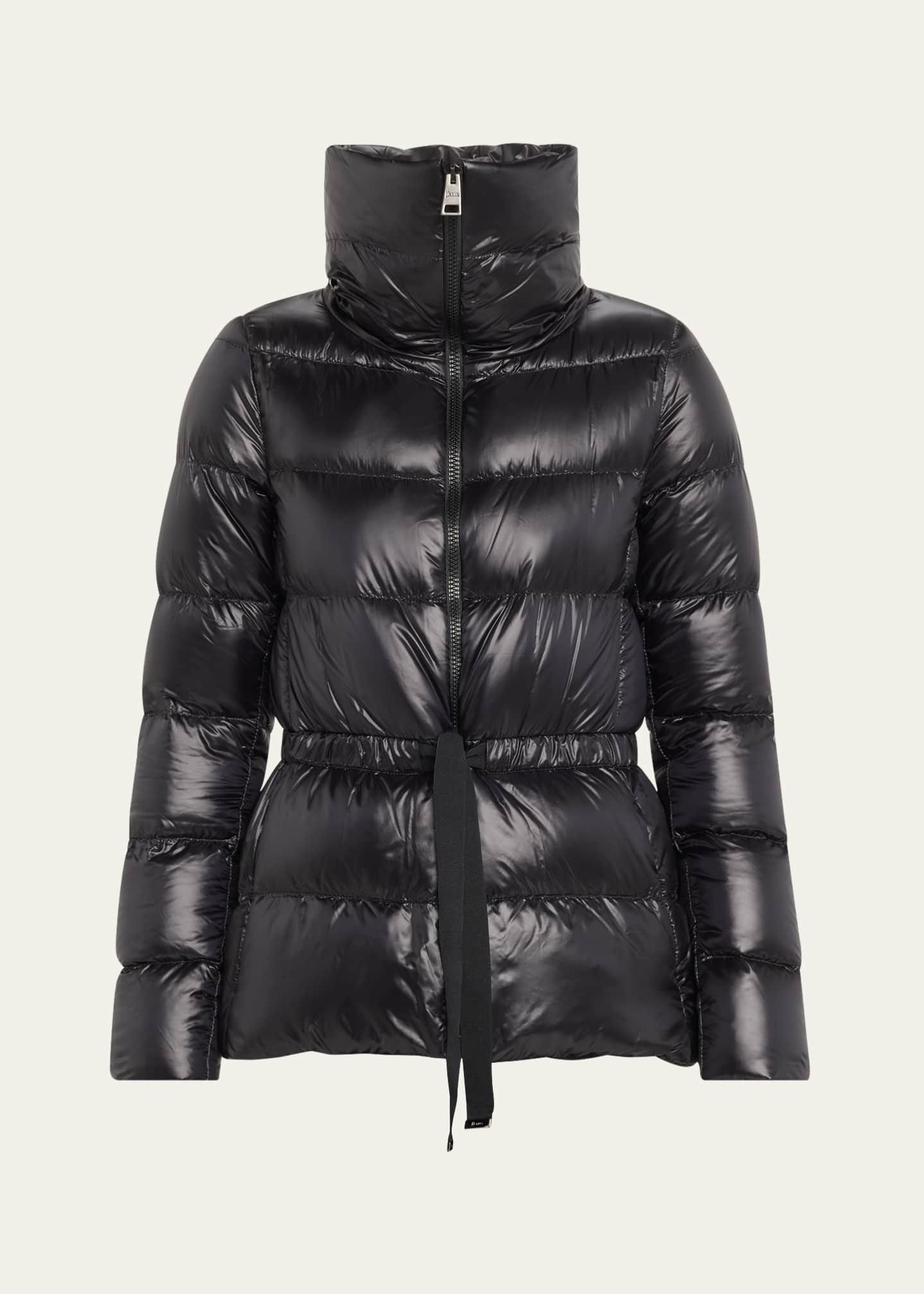 Drawstring waist puffer jacket sales